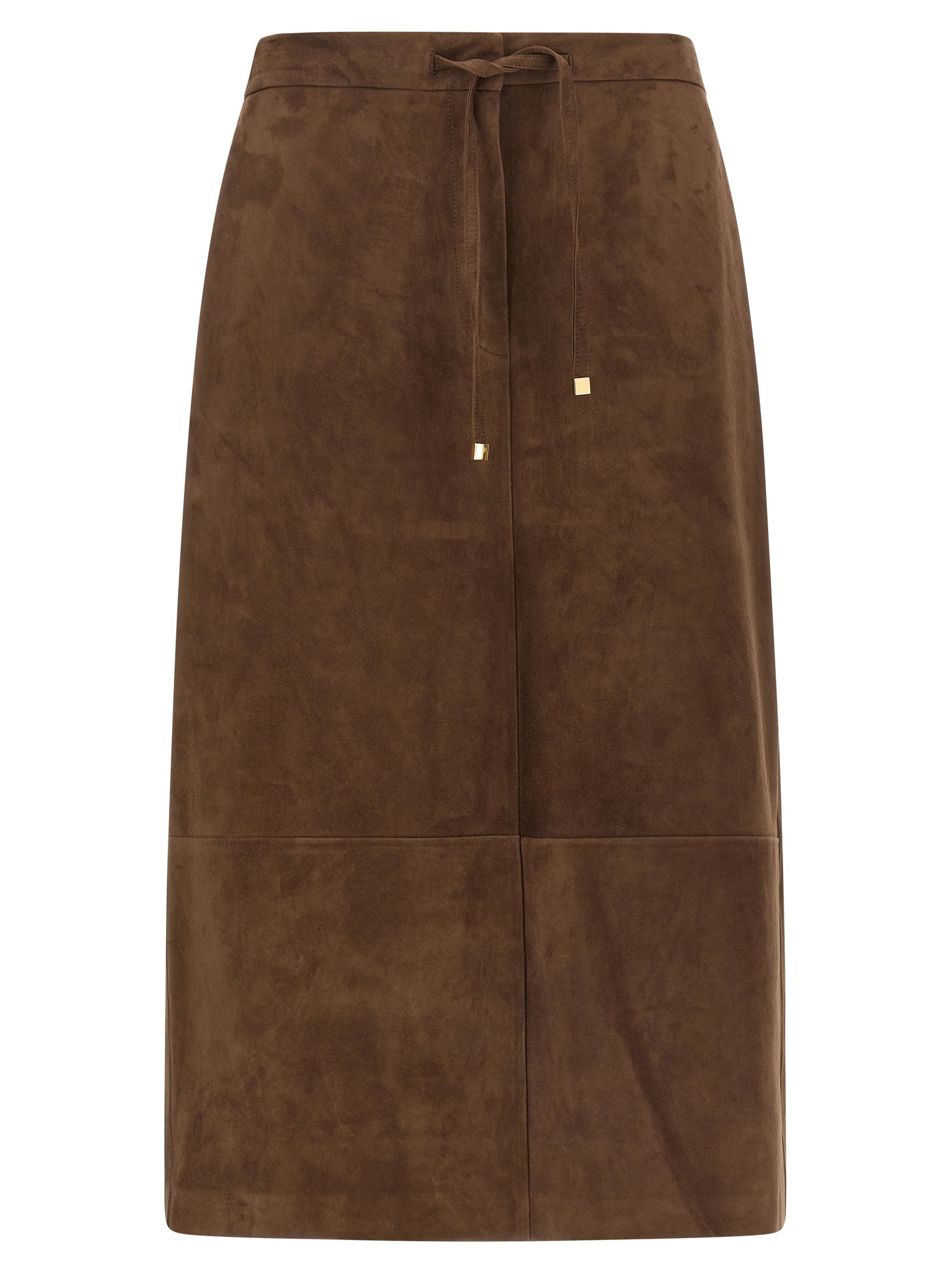 Gold Lamb Leather Midi Skirt