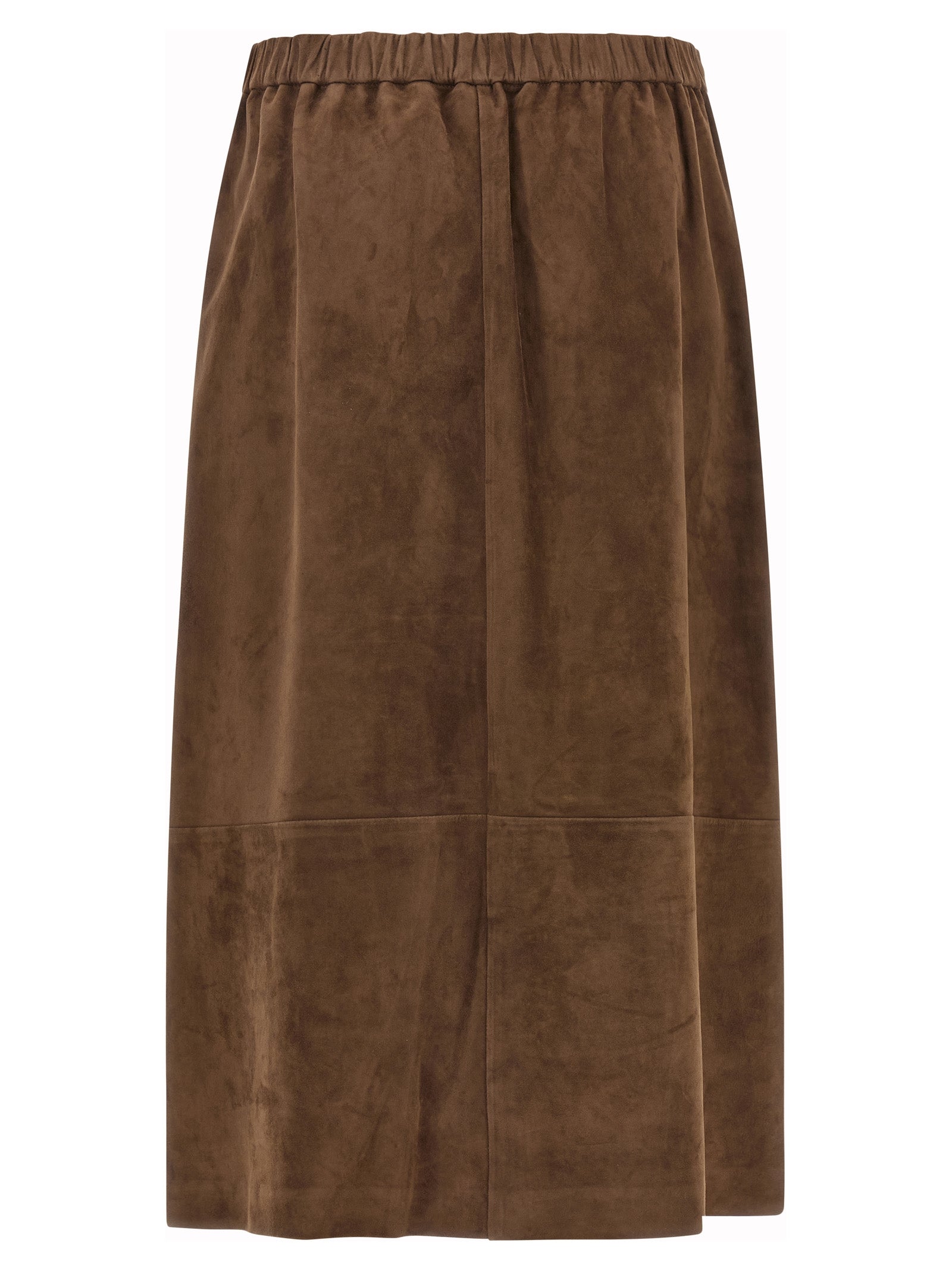 Gold Lamb Leather Midi Skirt