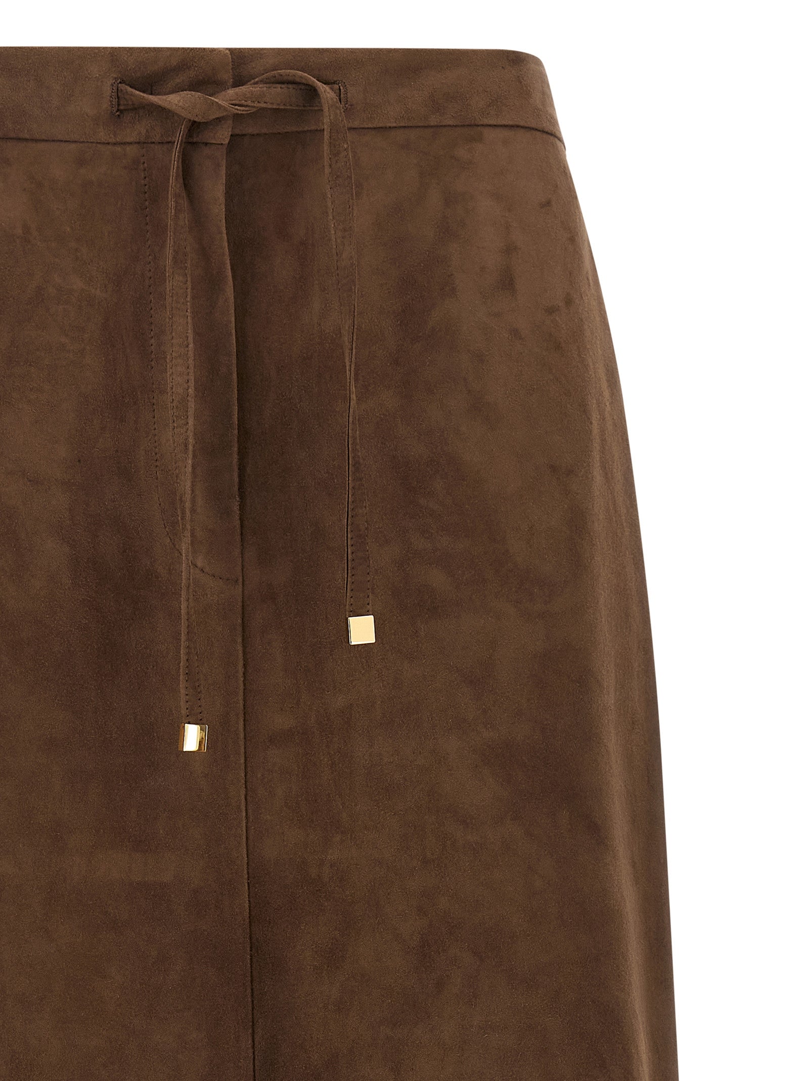 Gold Lamb Leather Midi Skirt