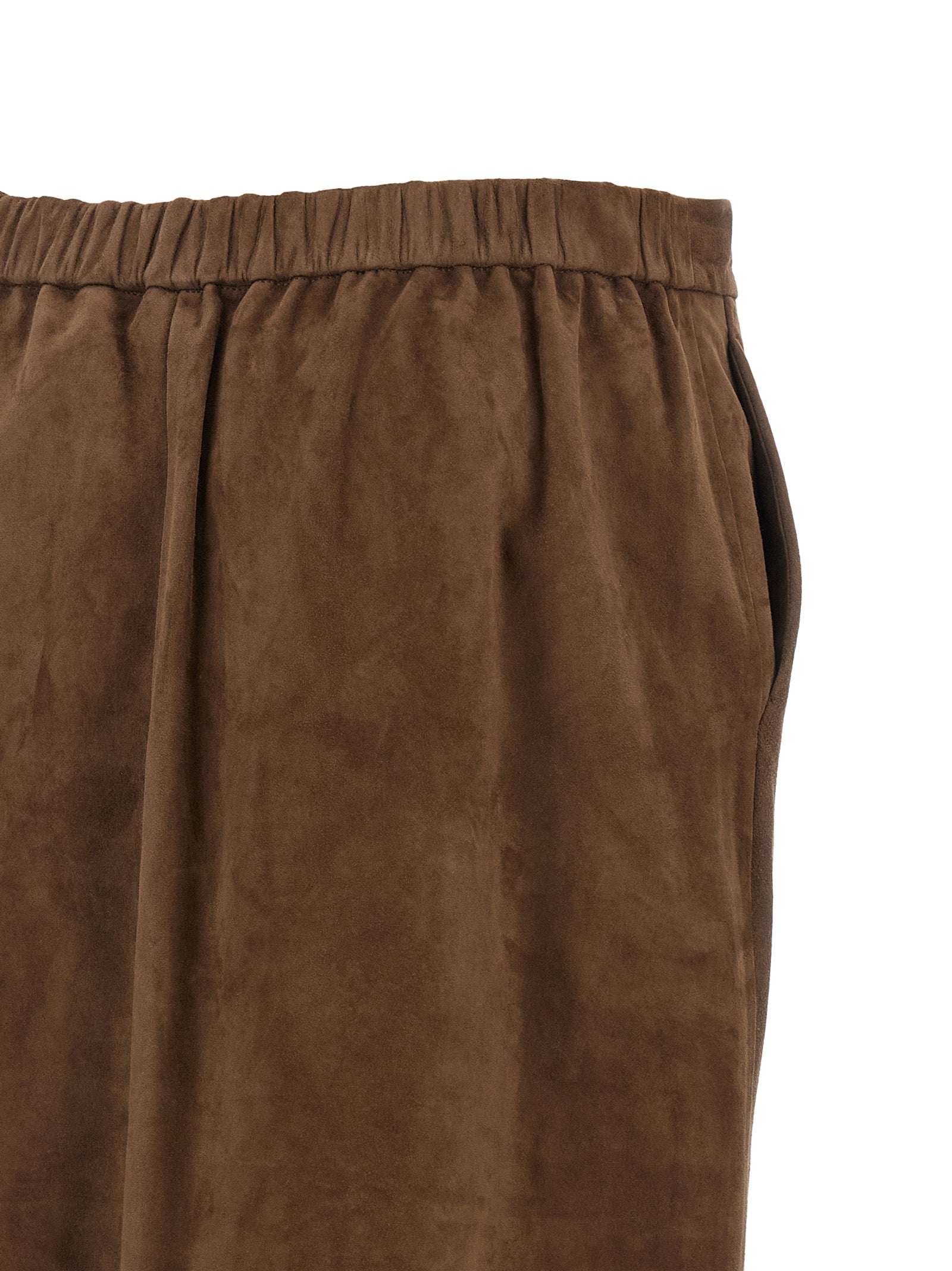 Gold Lamb Leather Midi Skirt