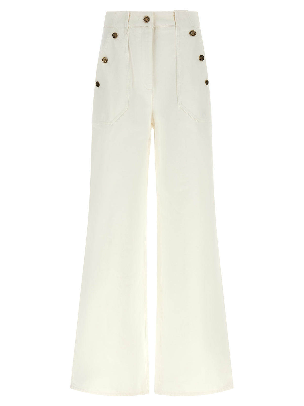 White Cotton Flared Pants