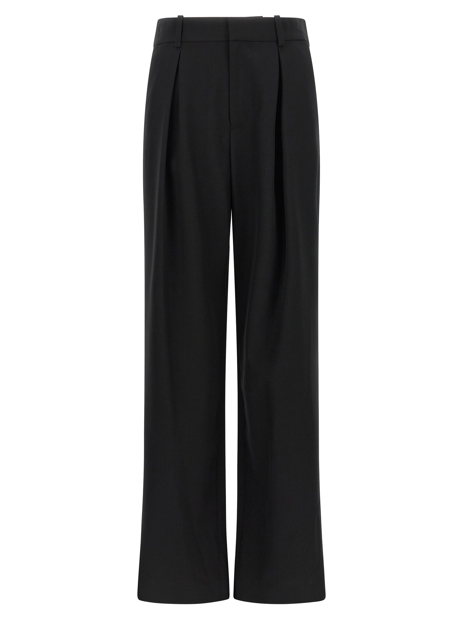 Black Polyester Casual Pants