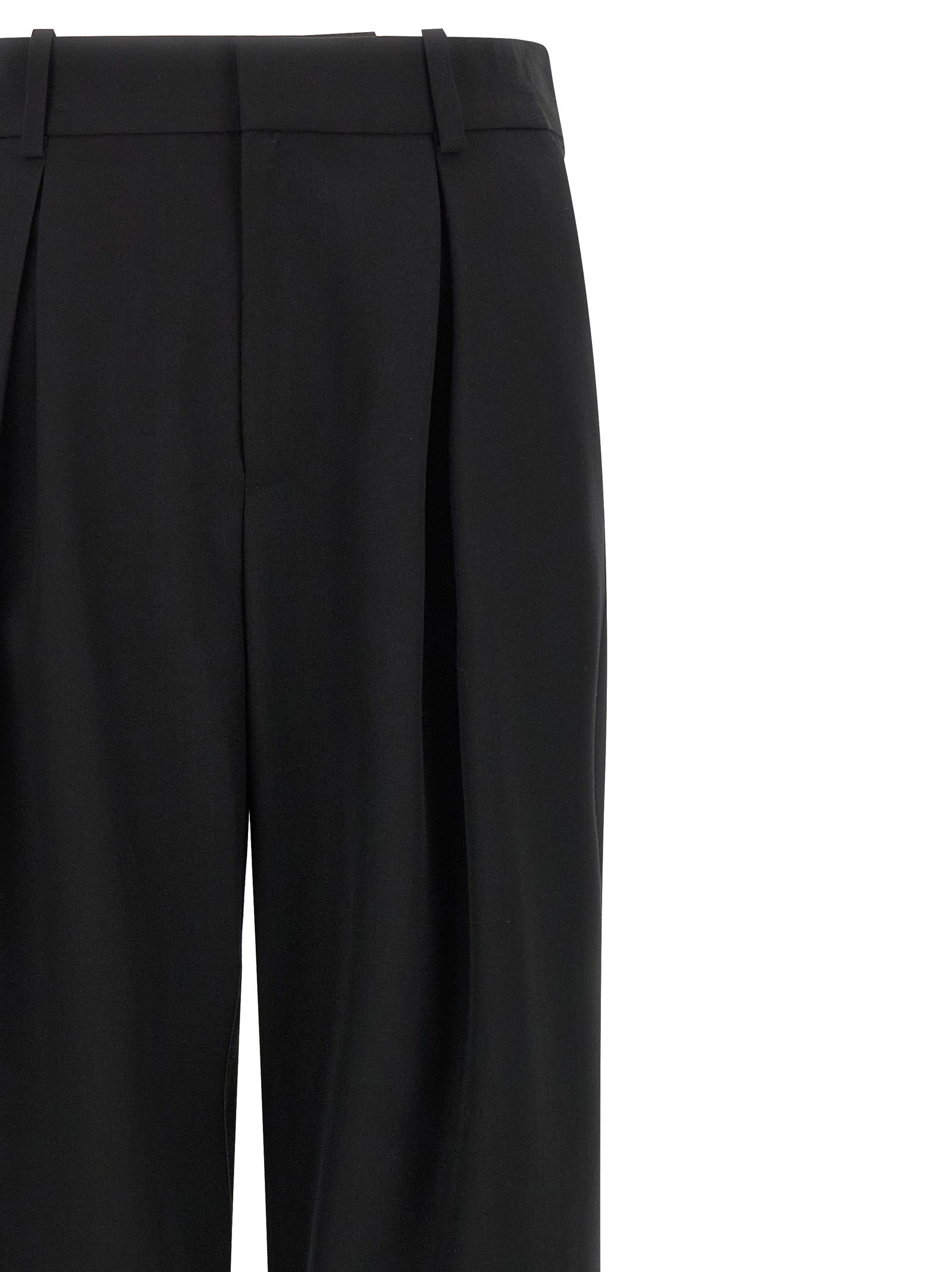 Black Polyester Casual Pants