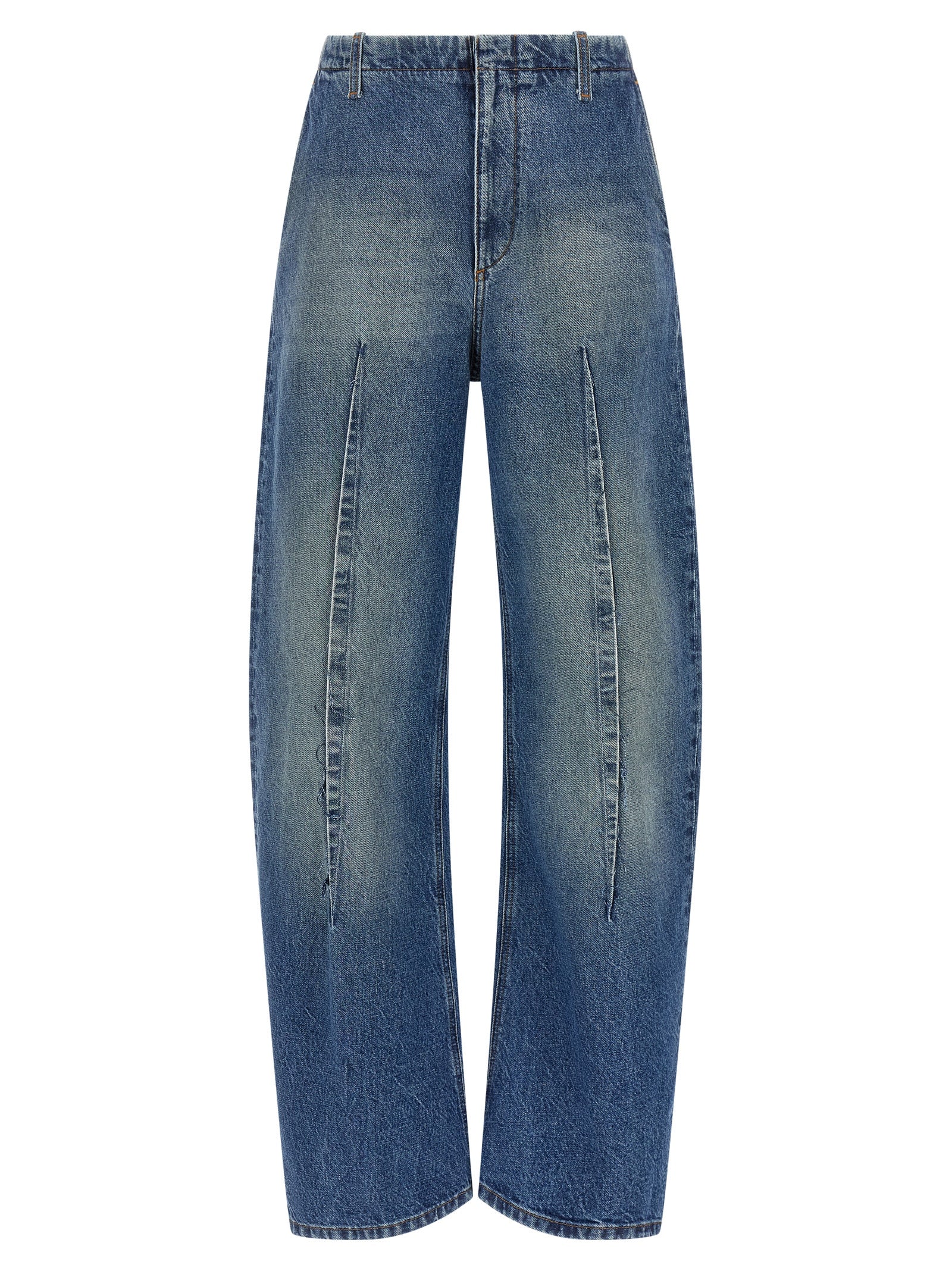 Blue Cotton High-Waisted Jean