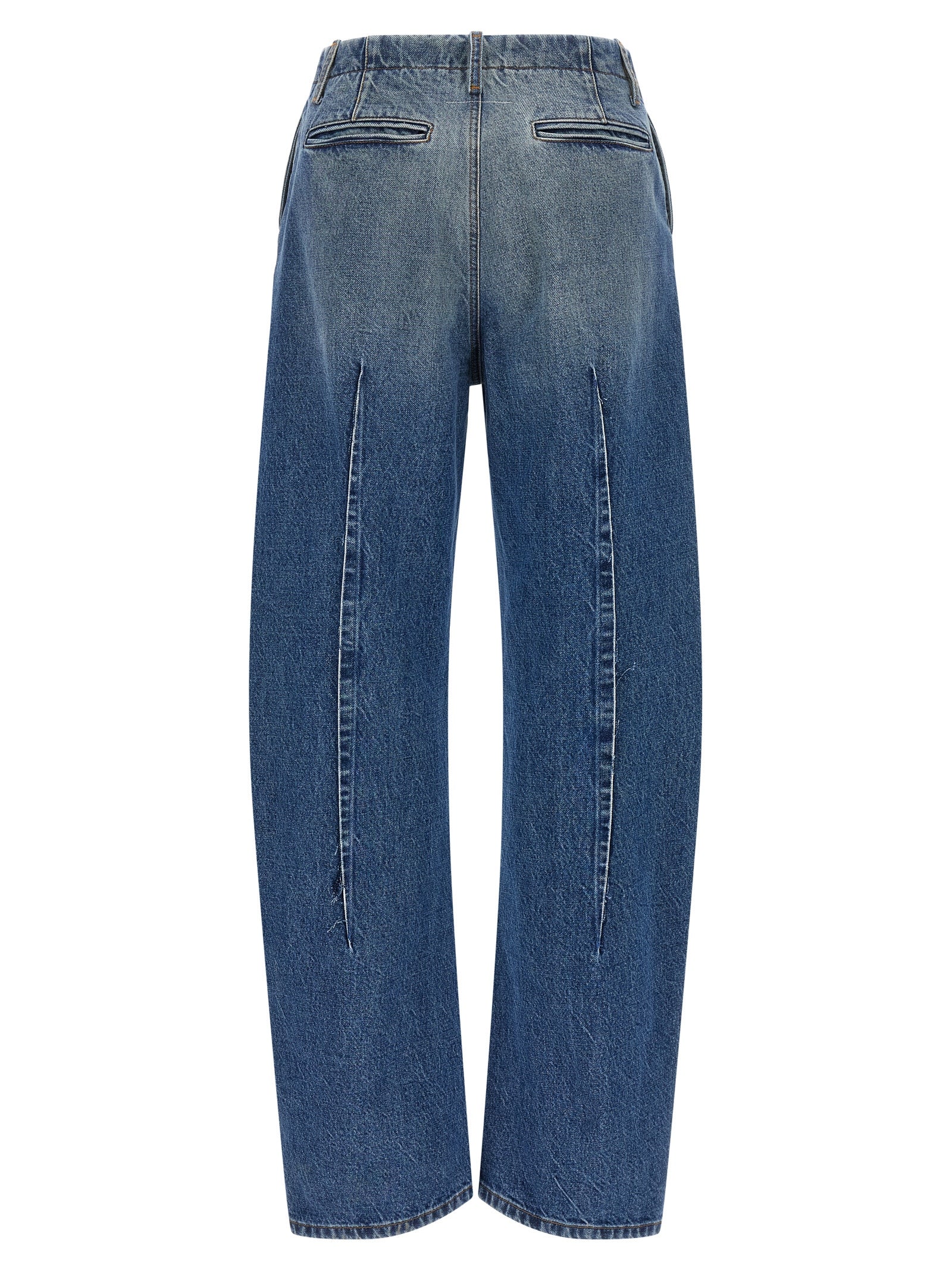 Blue Cotton High-Waisted Jean