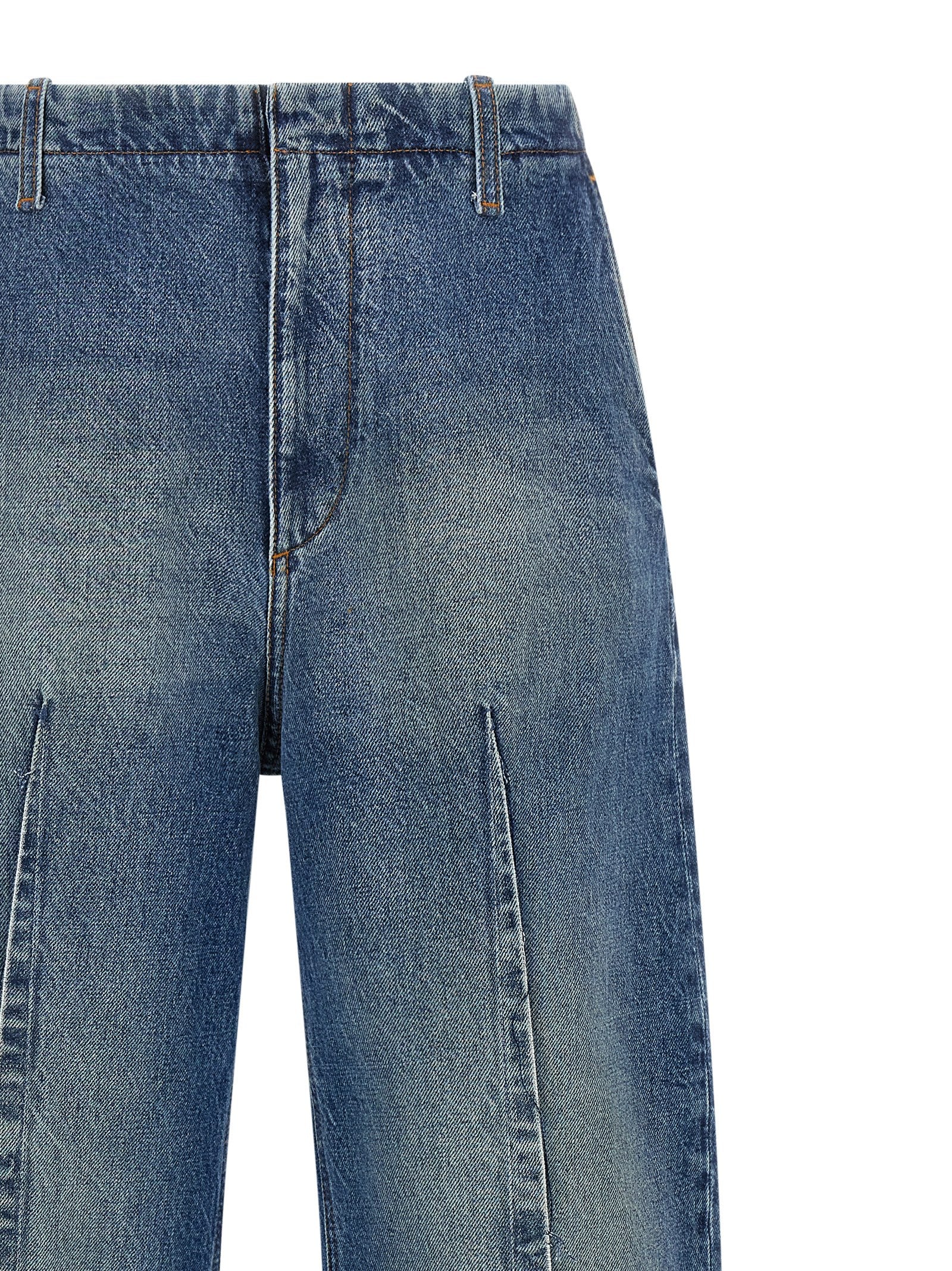 Blue Cotton High-Waisted Jean