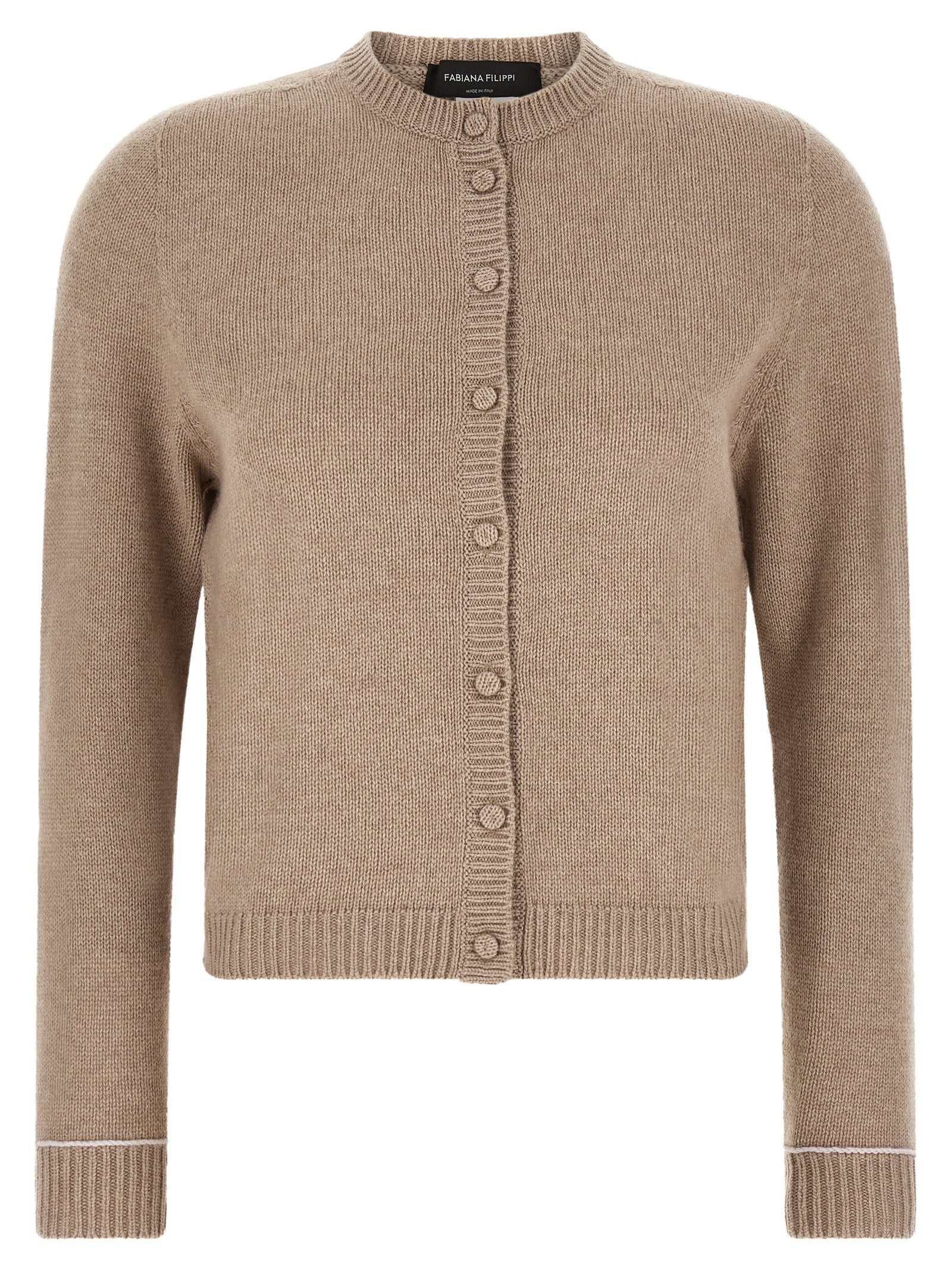 Beige Virgin Wool Cardigan