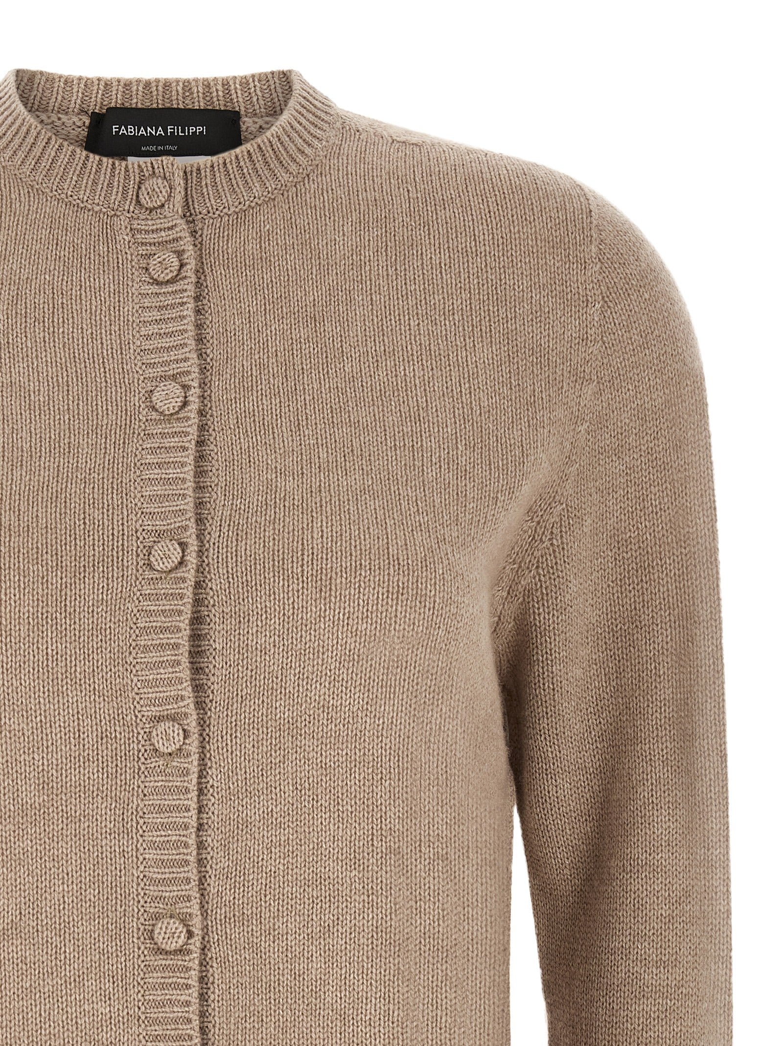 Beige Virgin Wool Cardigan