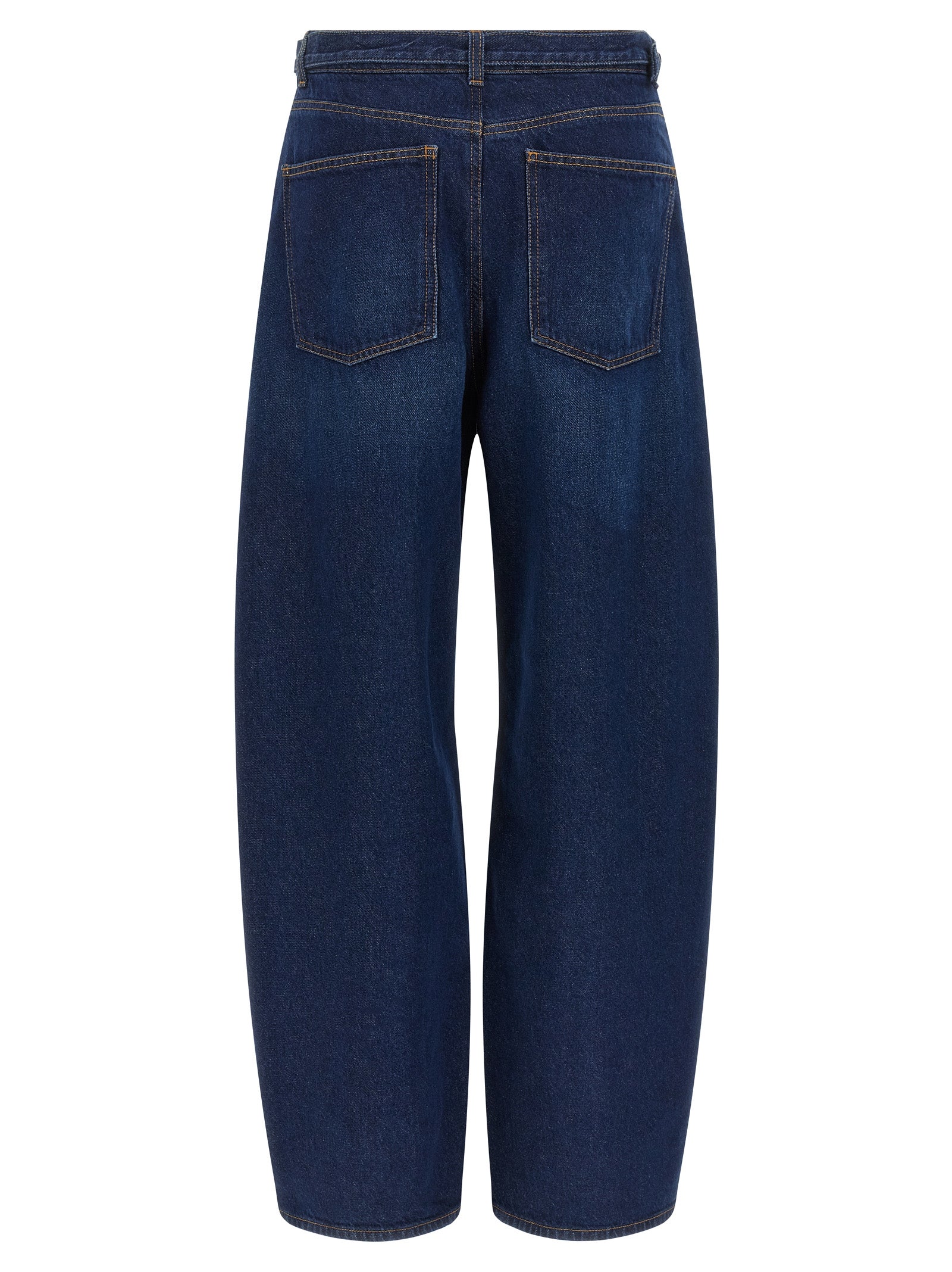 Blue Cotton High-Waisted Jean