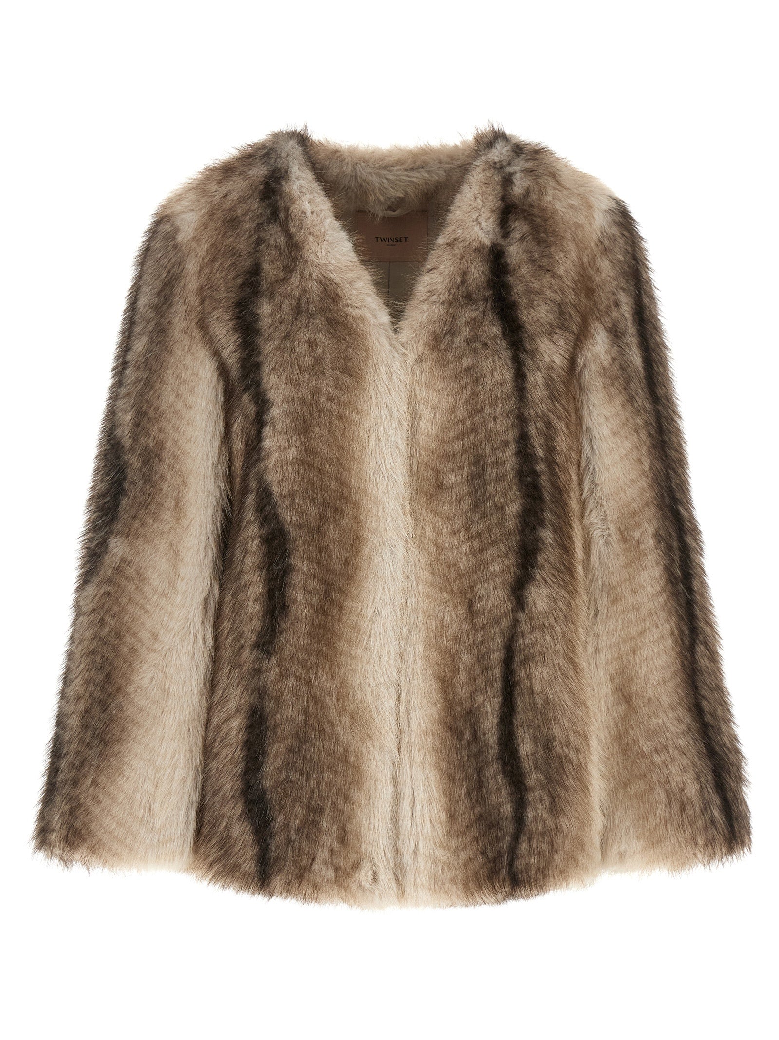 Brown Polyester Full-Length Jacket