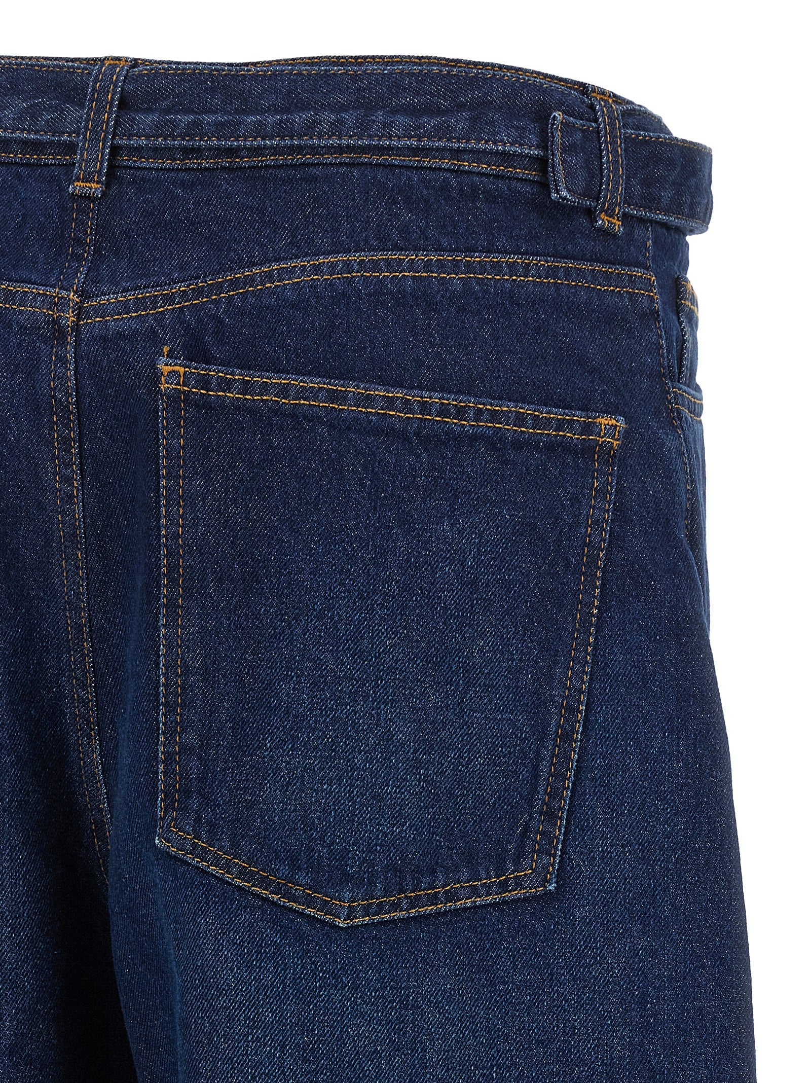 Blue Cotton High-Waisted Jean
