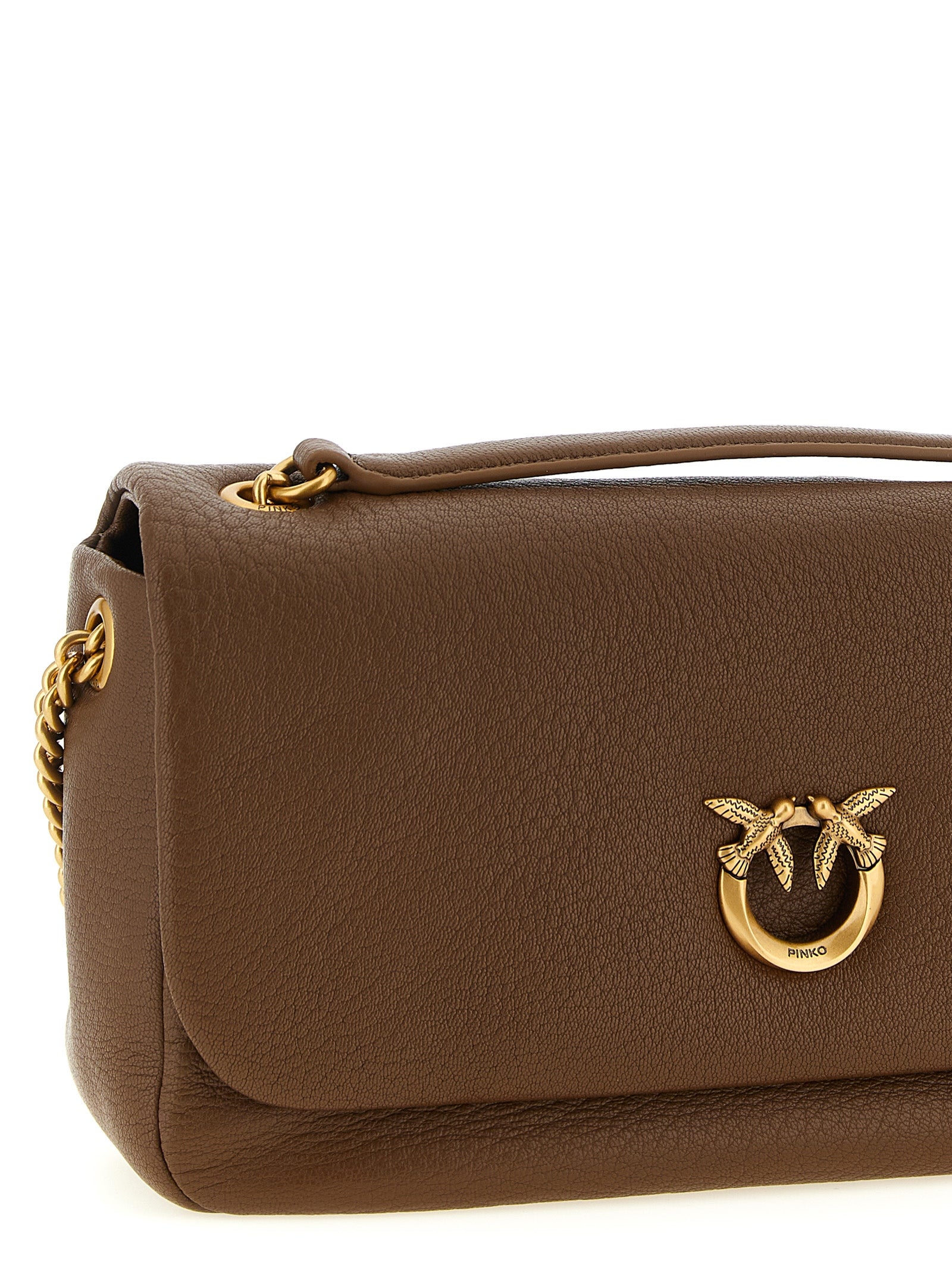 Brown Lamb Leather Shoulder Bag