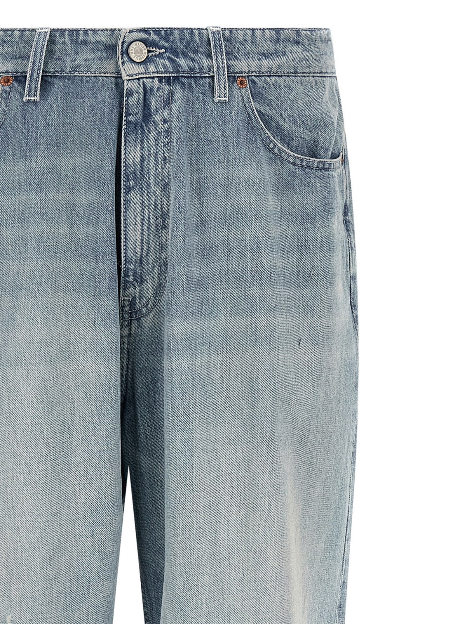 Blue Cotton Straight-Leg Jeans