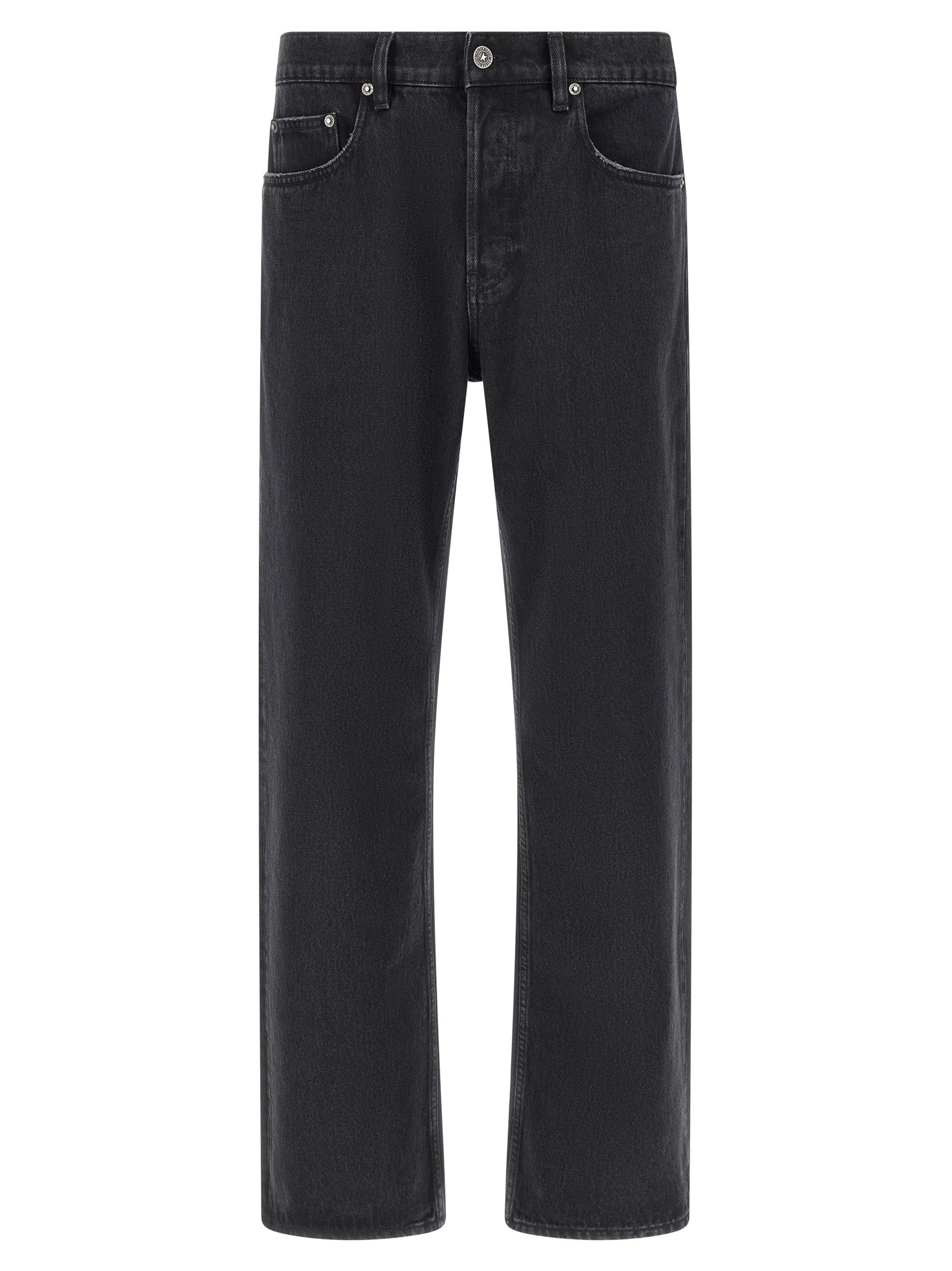 Black Cotton Straight-Leg Jeans