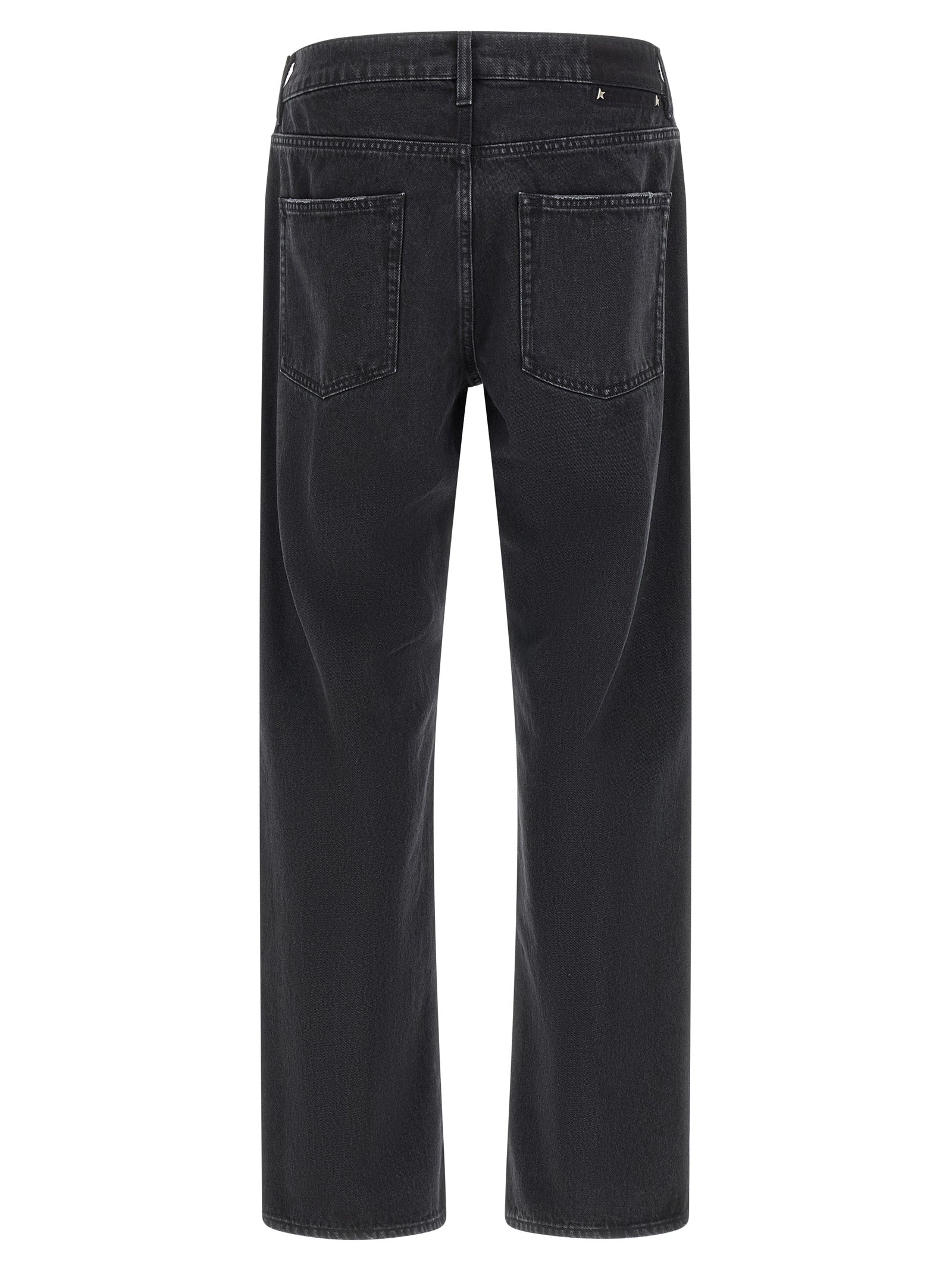 Black Cotton Straight-Leg Jeans