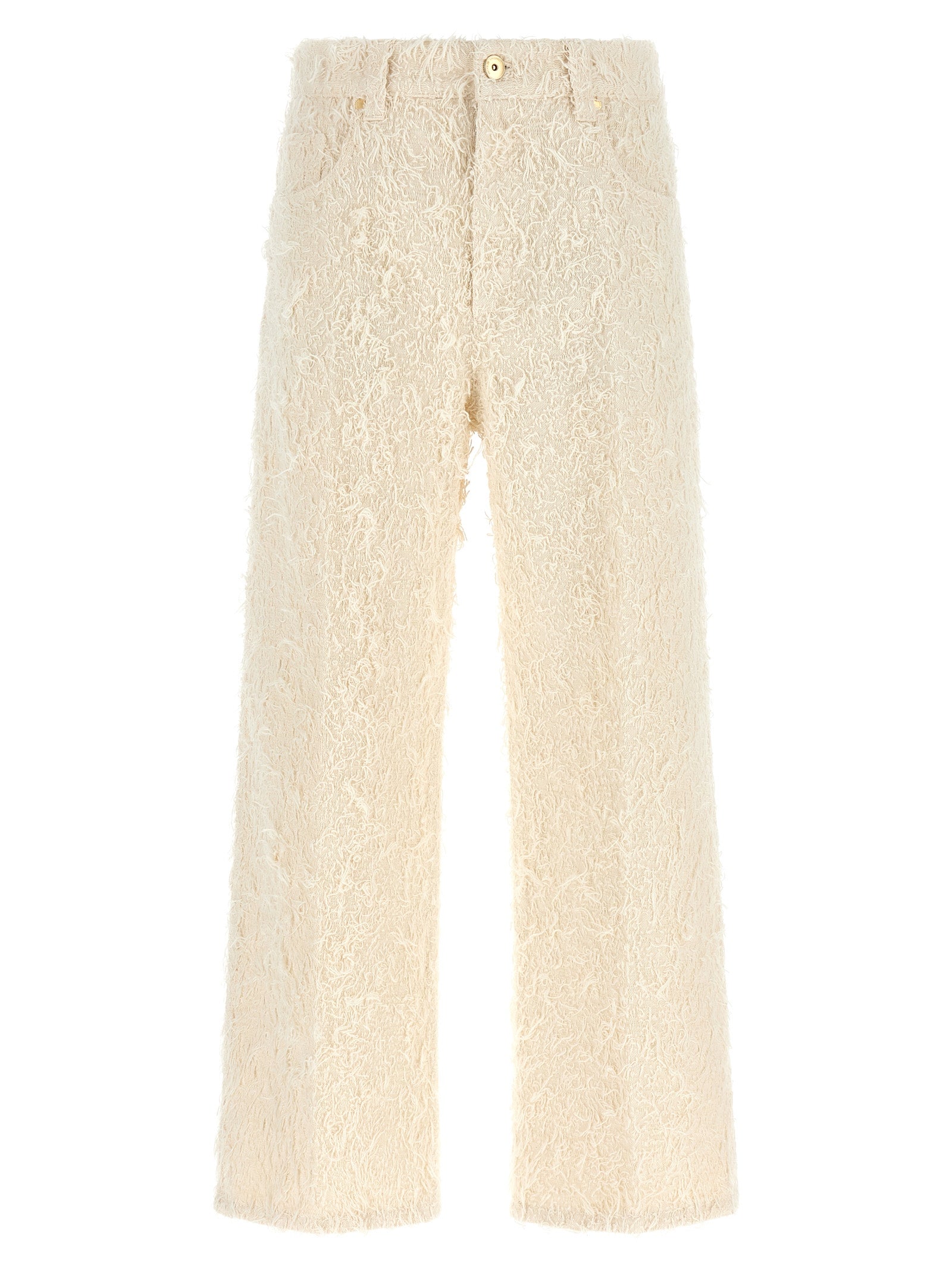 Beige Cotton Casual Pants