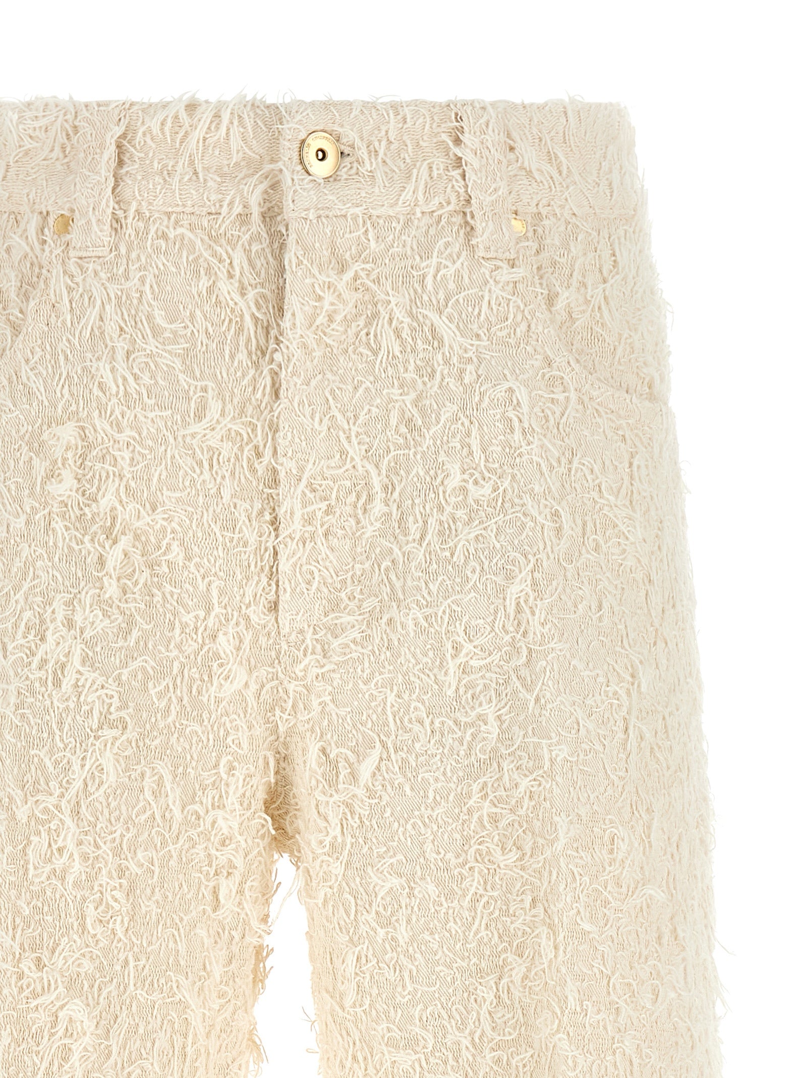 Beige Cotton Casual Pants