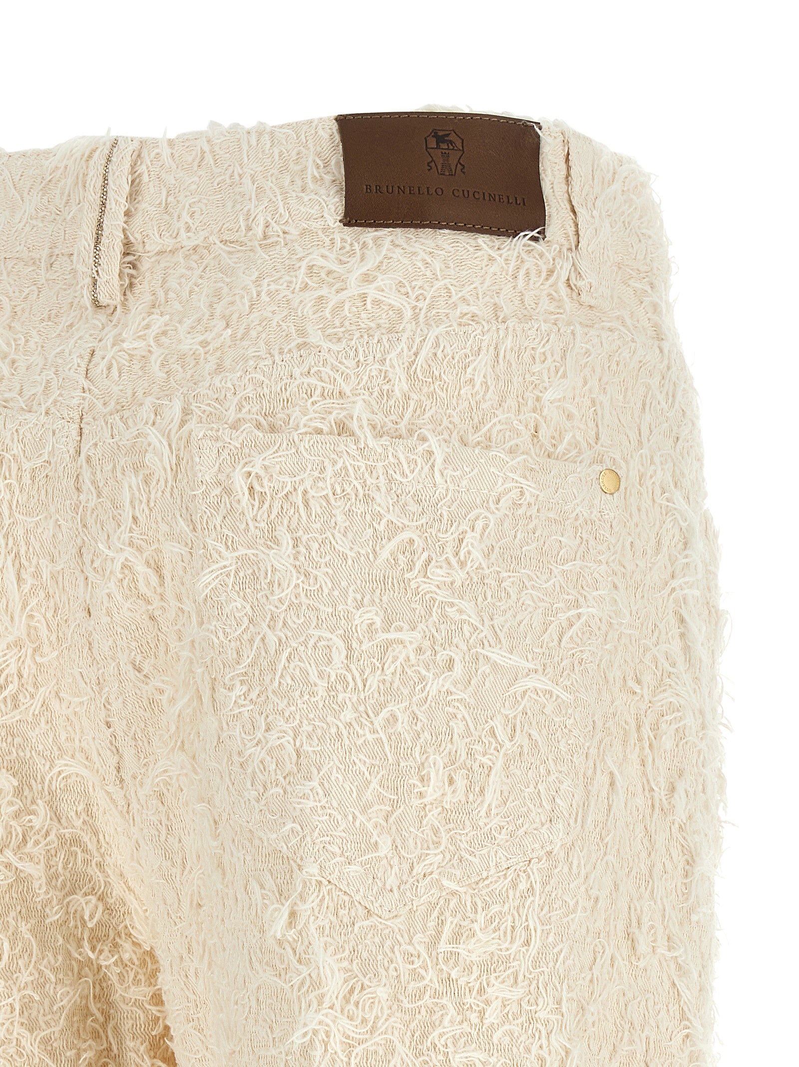 Beige Cotton Casual Pants