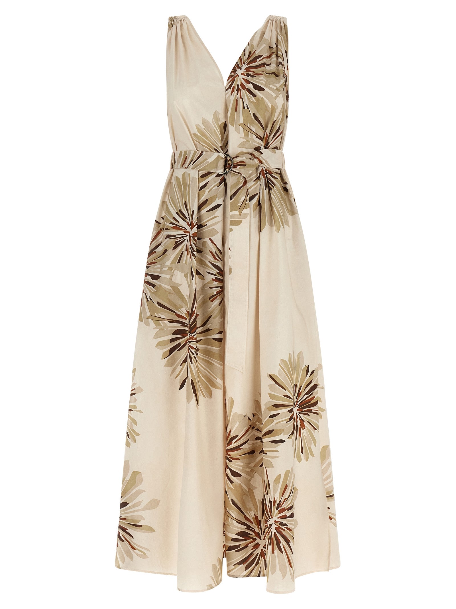 Beige Cotton Midi Dress