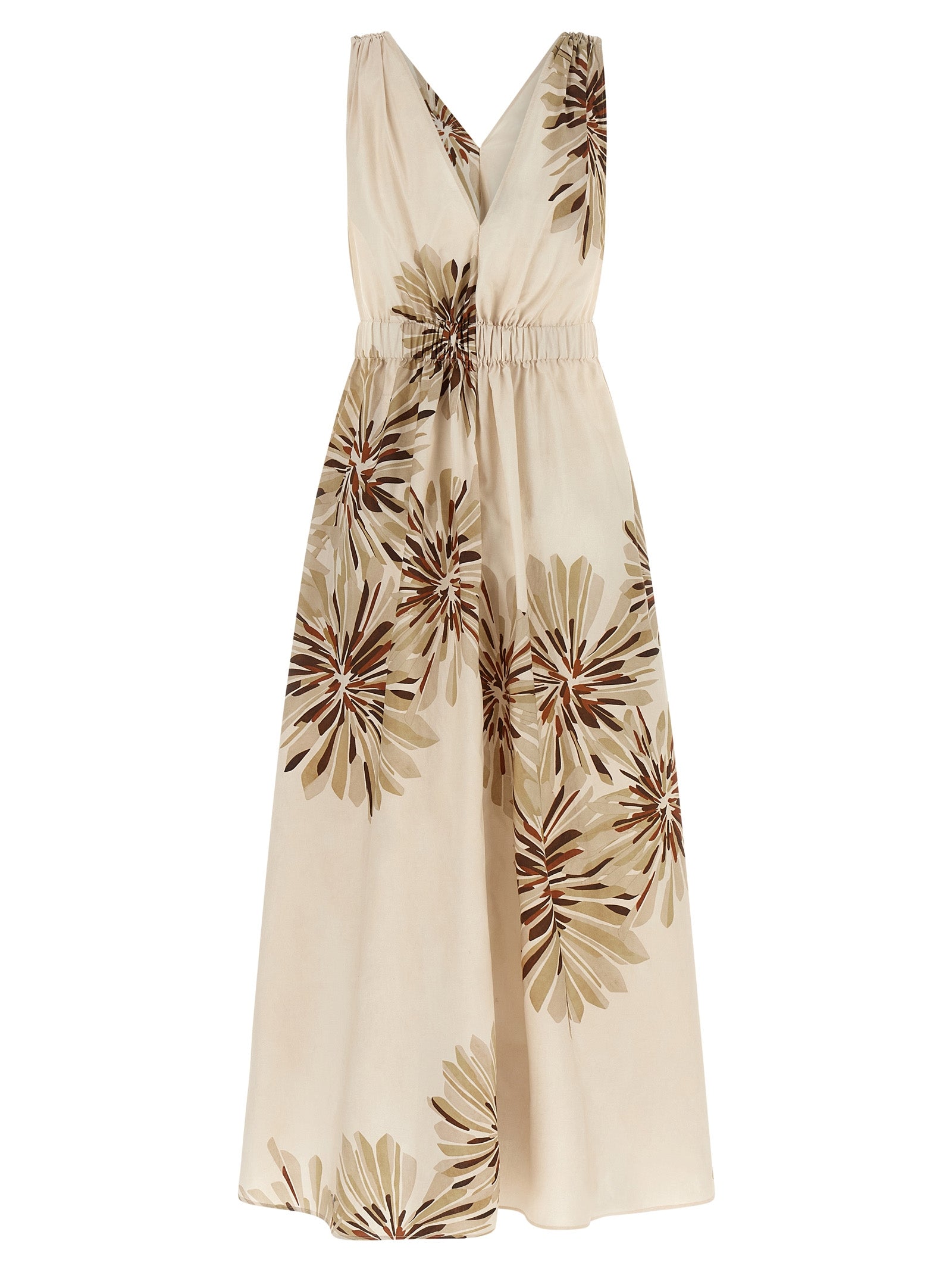 Beige Cotton Midi Dress