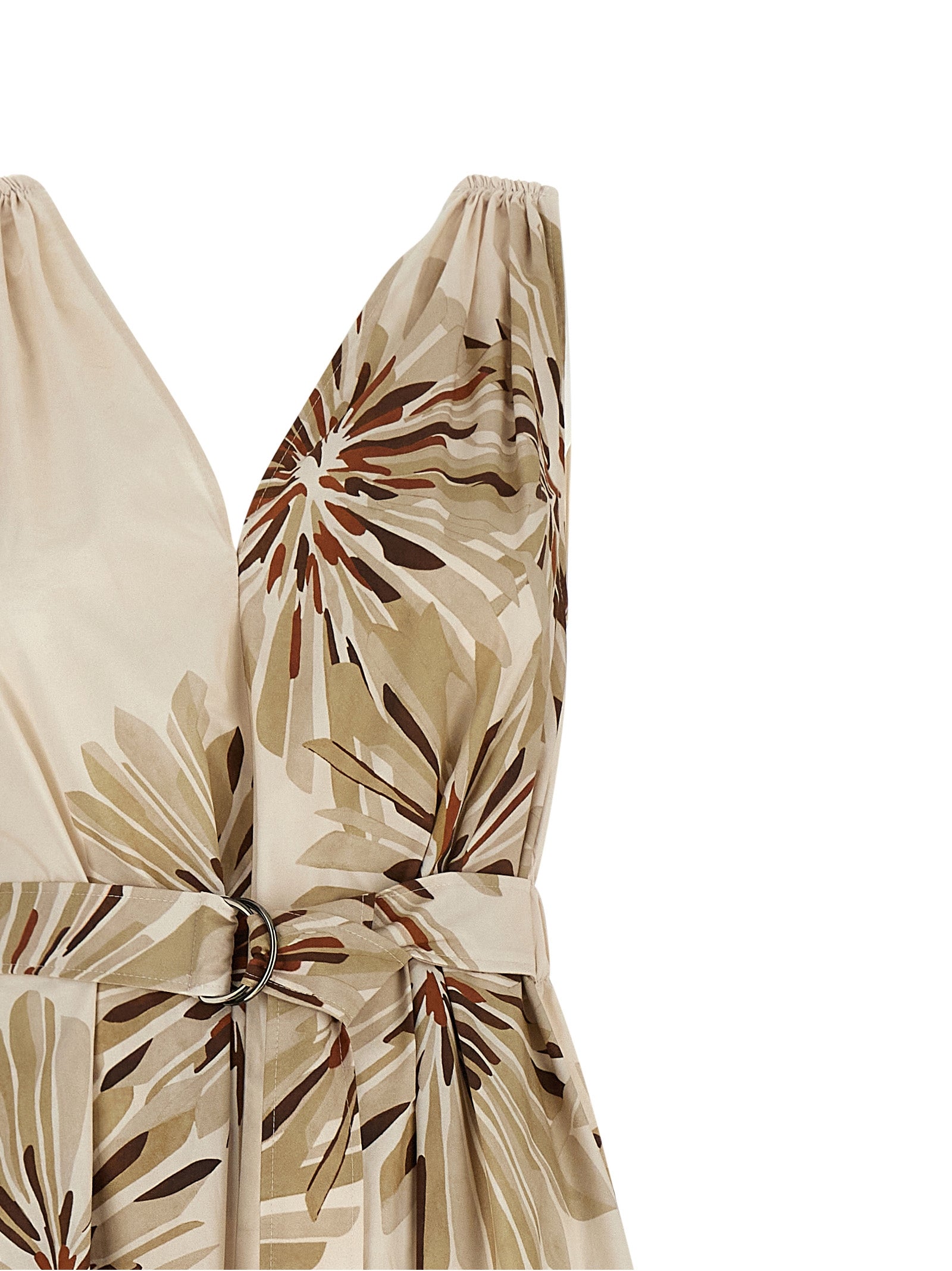 Beige Cotton Midi Dress