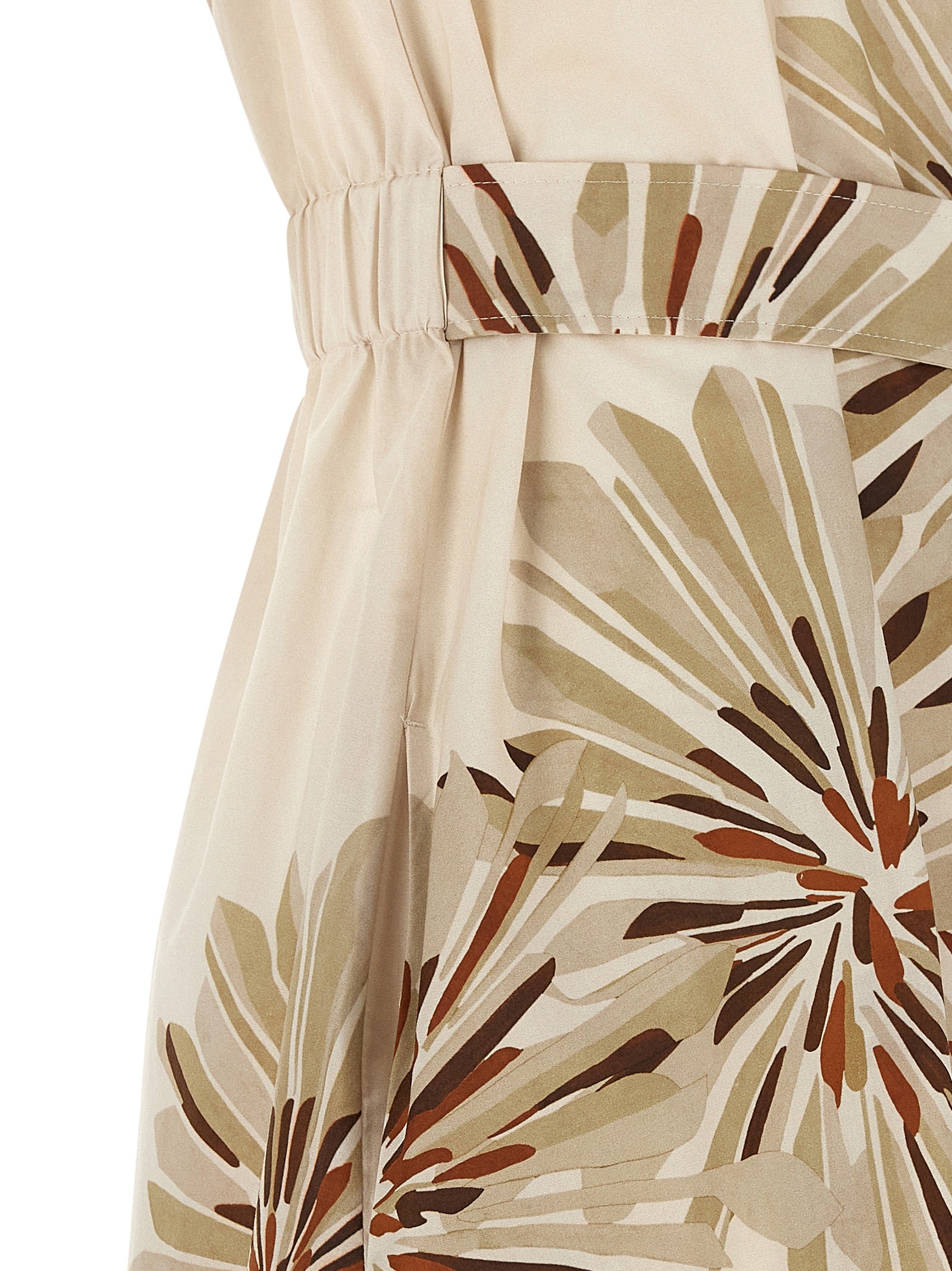 Beige Cotton Midi Dress