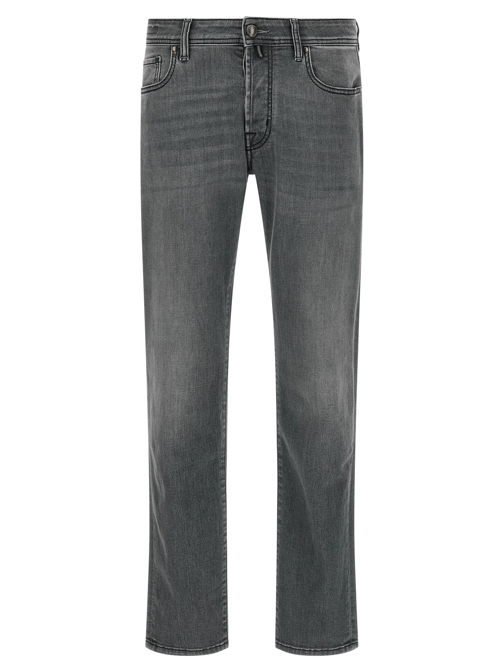 Gray Cotton Slim Fit Jeans