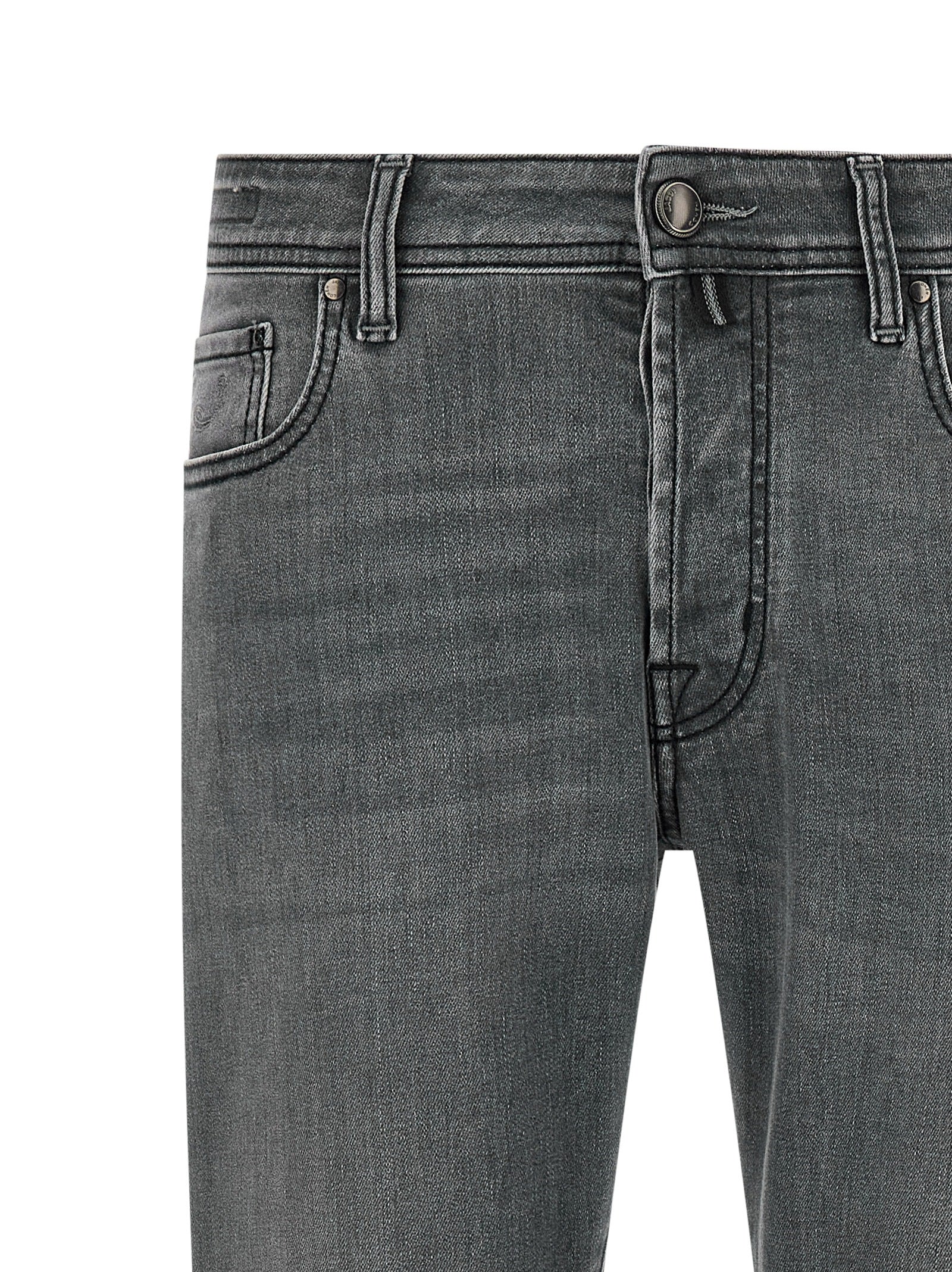 Gray Cotton Slim Fit Jeans