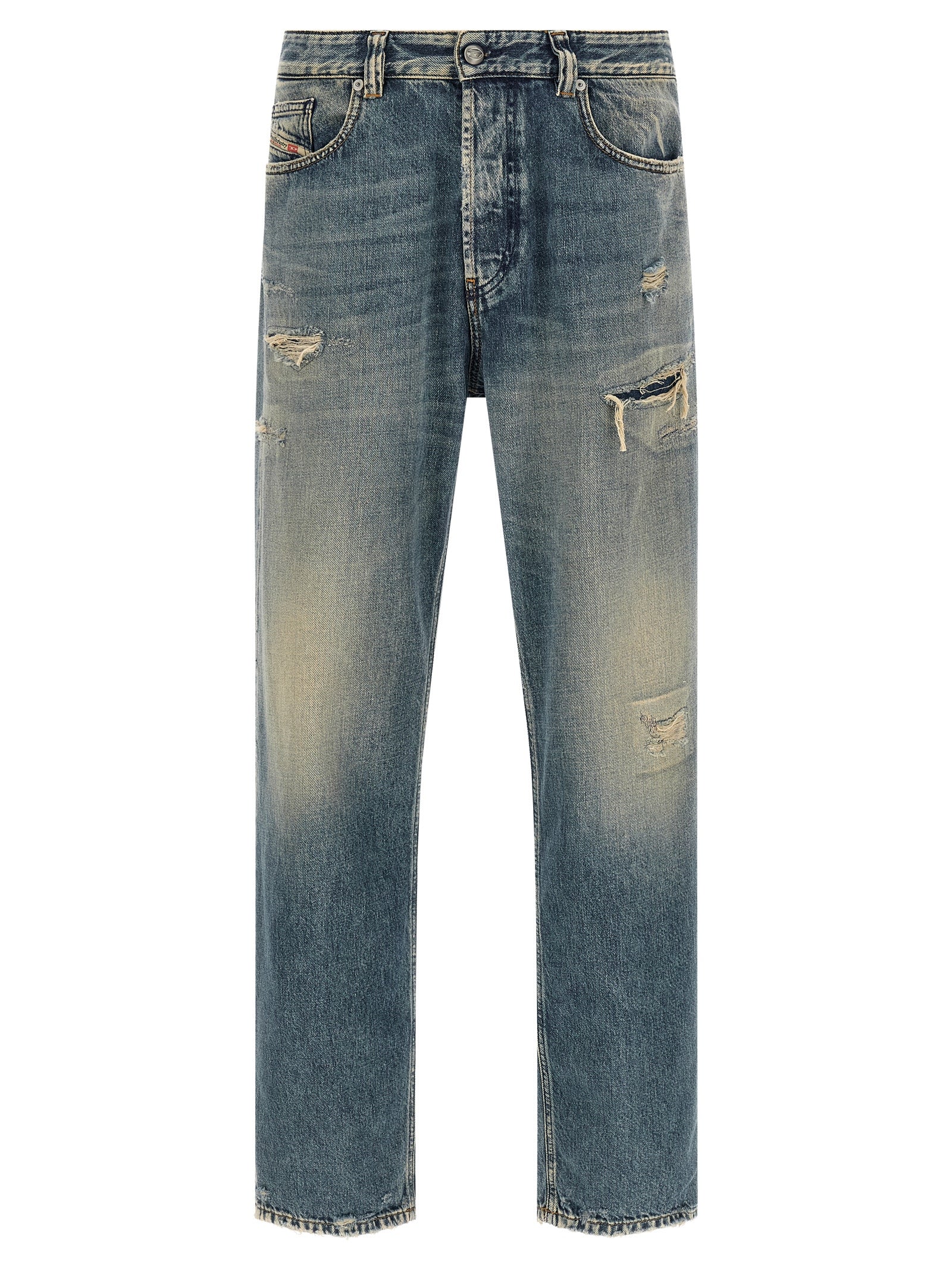 Blue Cotton Tapered Jeans