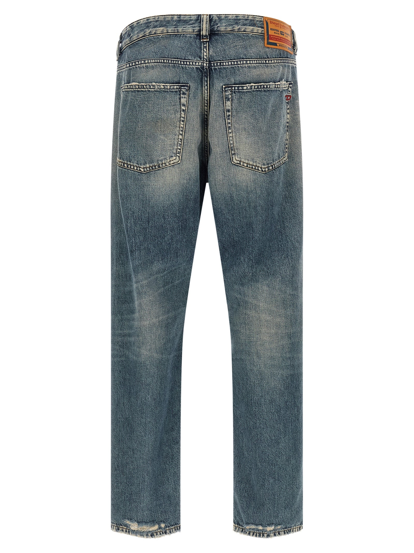 Blue Cotton Tapered Jeans