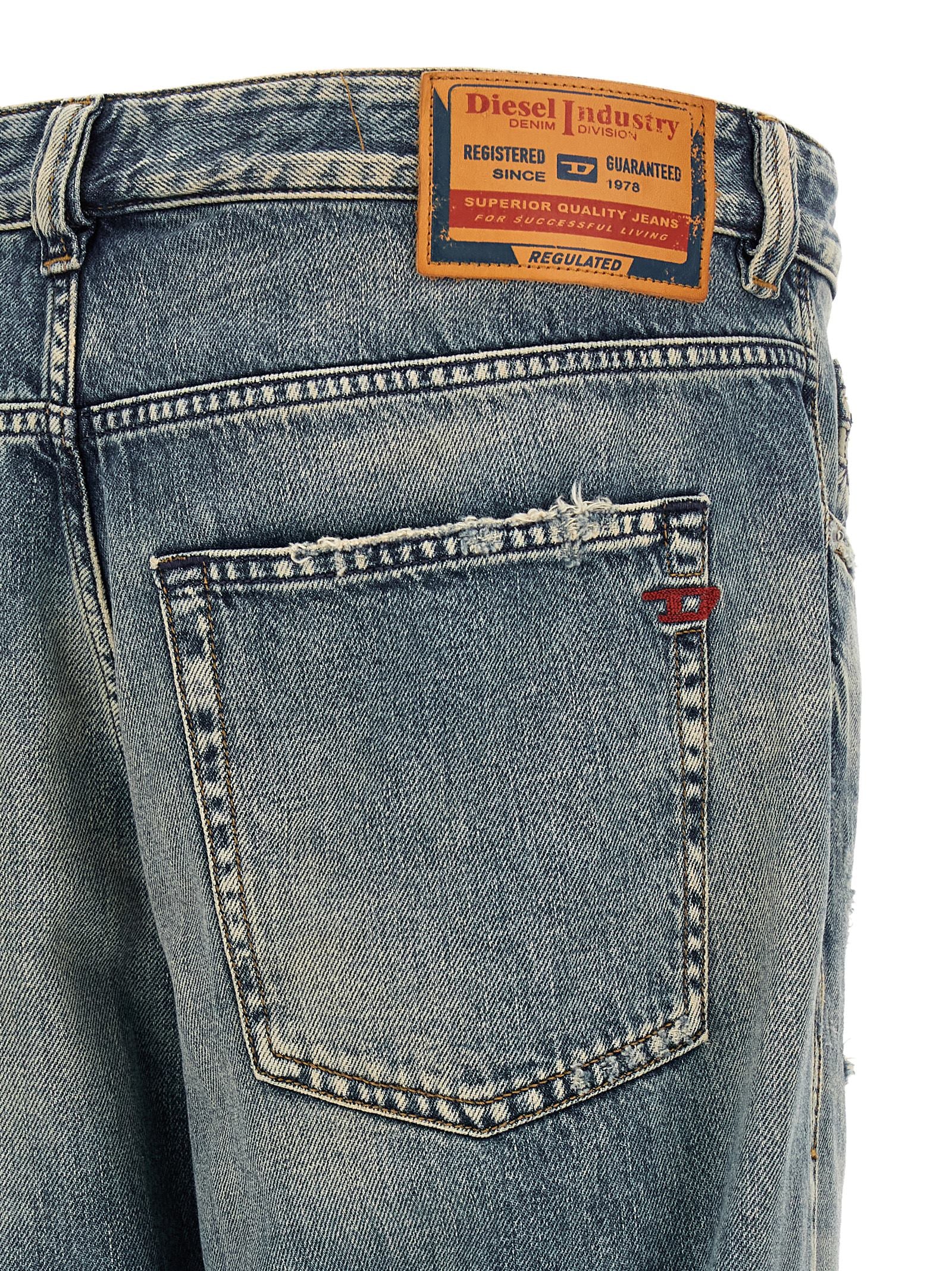 Blue Cotton Tapered Jeans