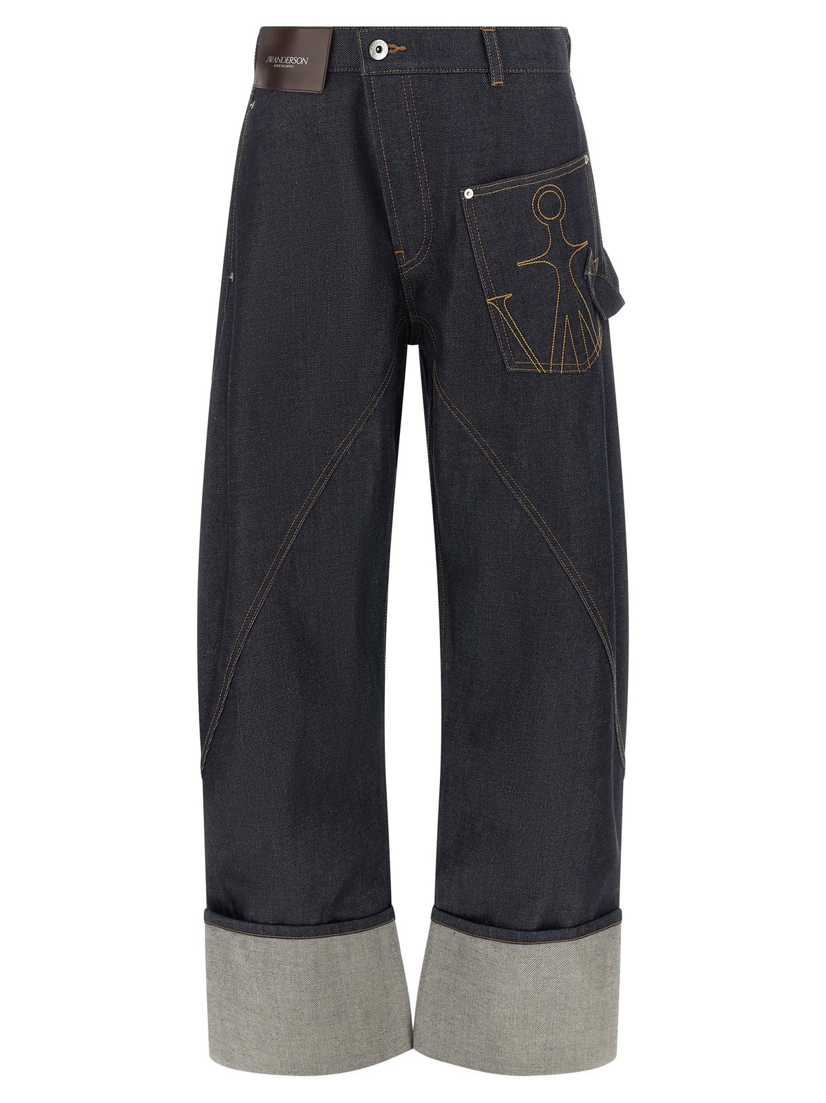 Blue Cotton Straight-Leg Jeans
