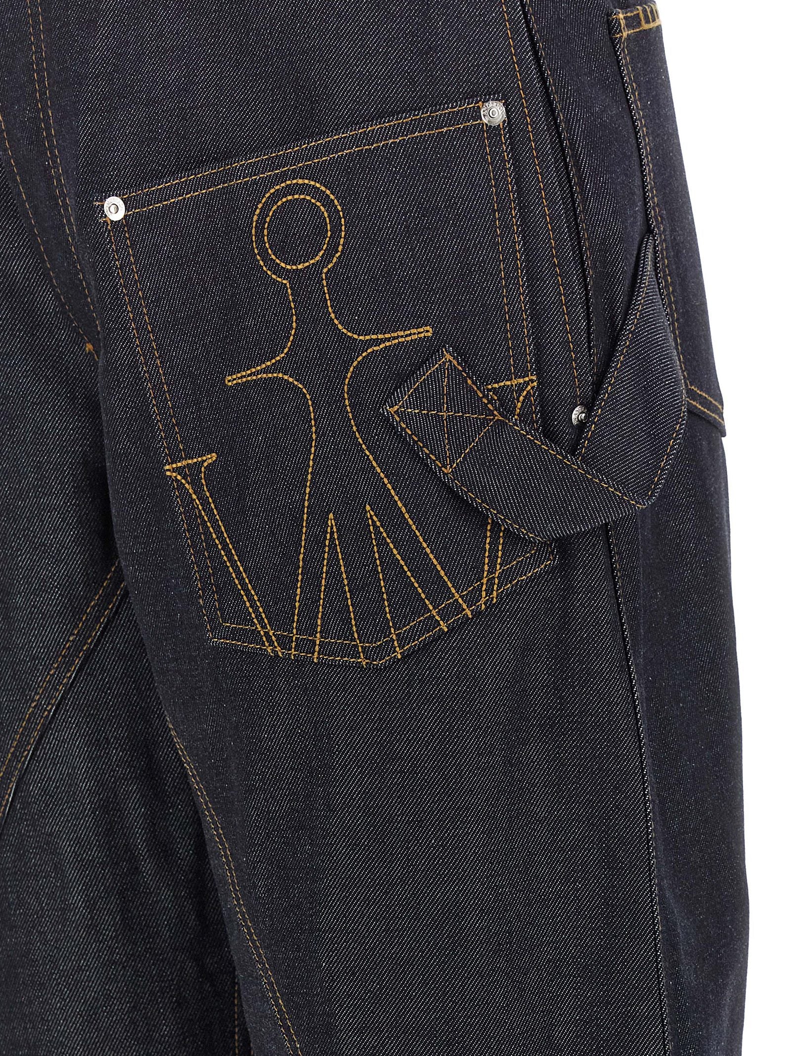 Blue Cotton Straight-Leg Jeans
