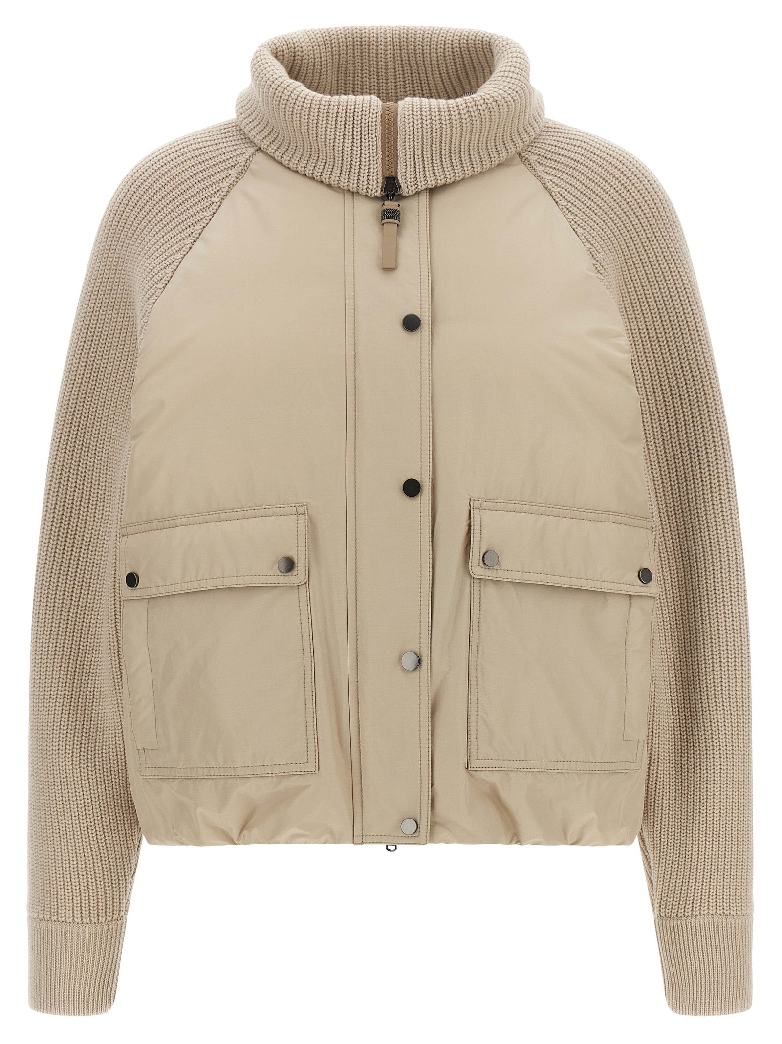 Beige Cotton Full-Length Jacket
