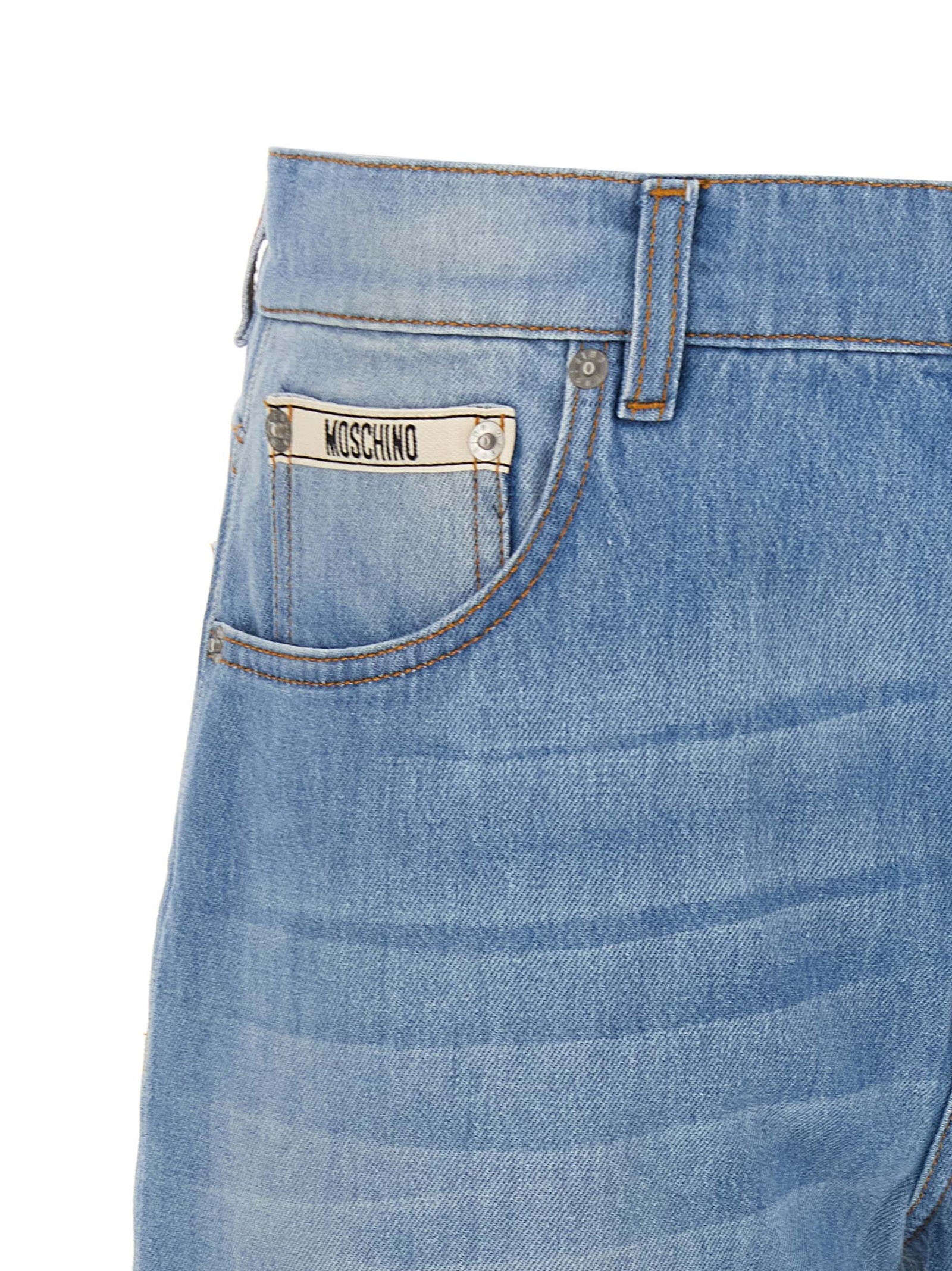 Blue Cotton Straight-Leg Jeans