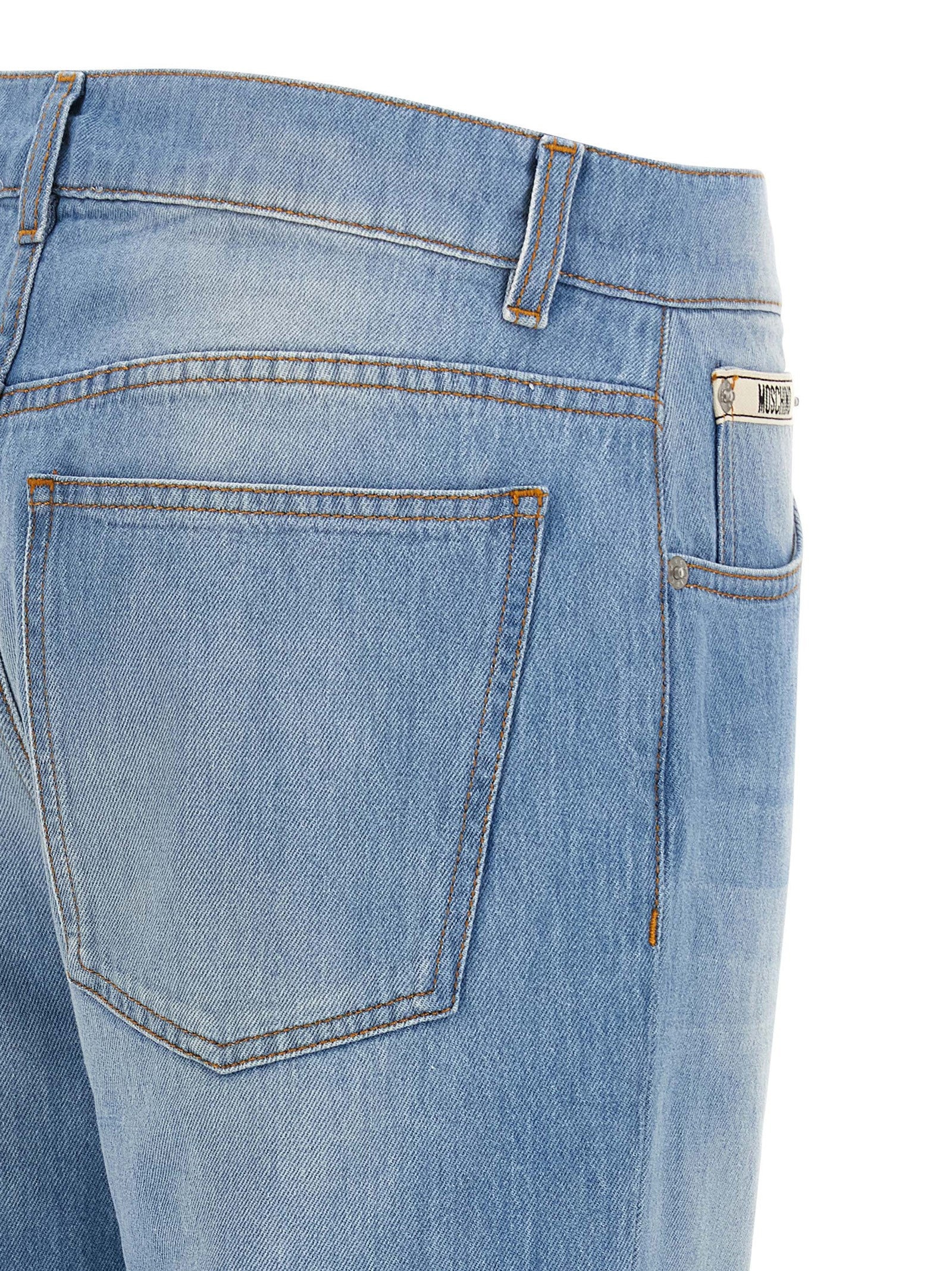 Blue Cotton Straight-Leg Jeans