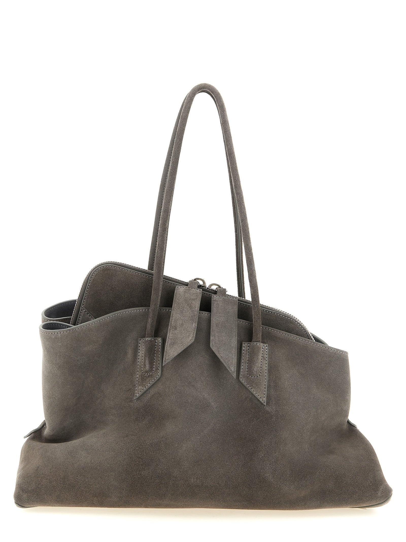 Gray Bovine Leather Shoulder Bag