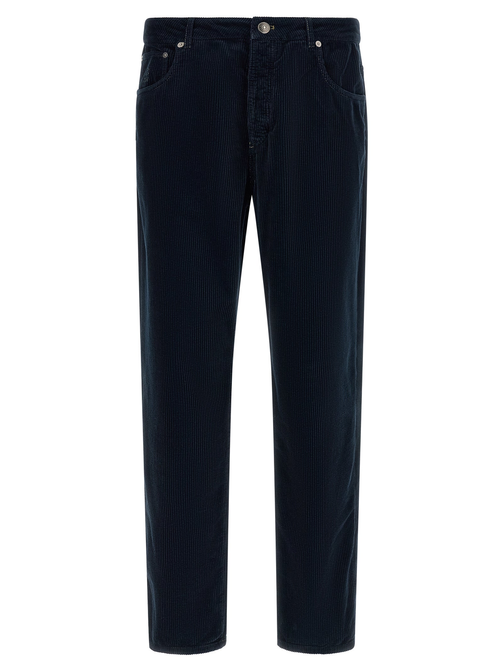Blue Cotton Casual Pants