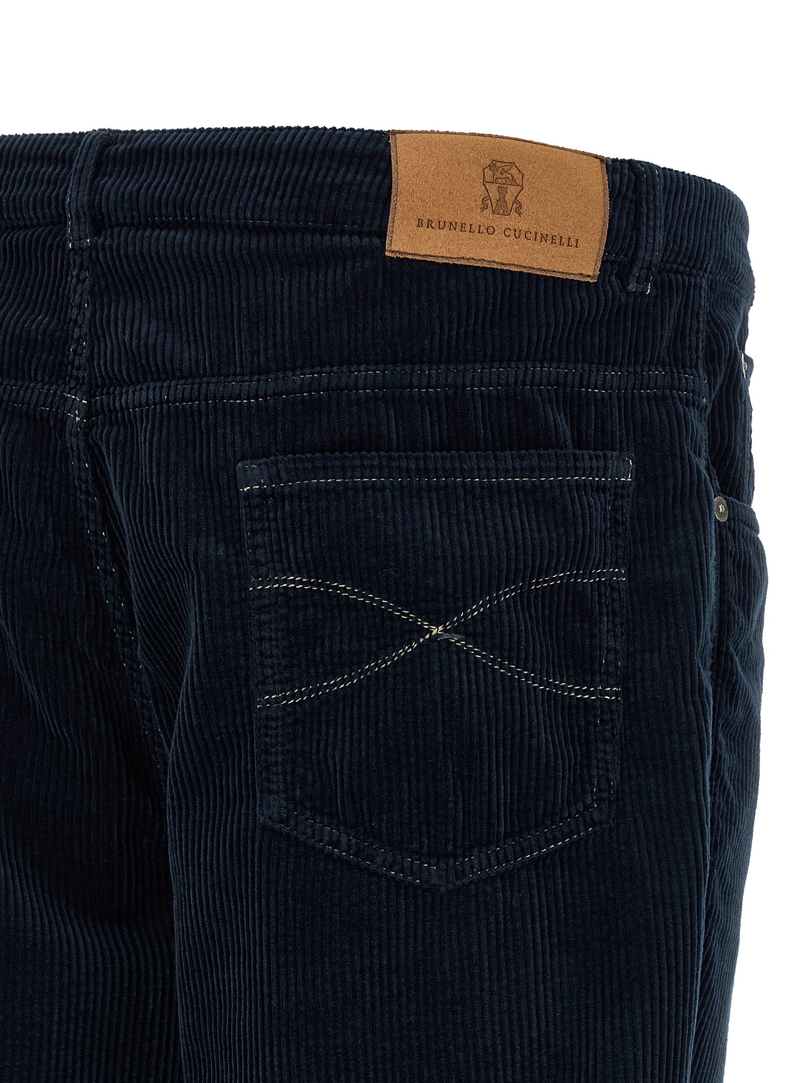 Blue Cotton Casual Pants
