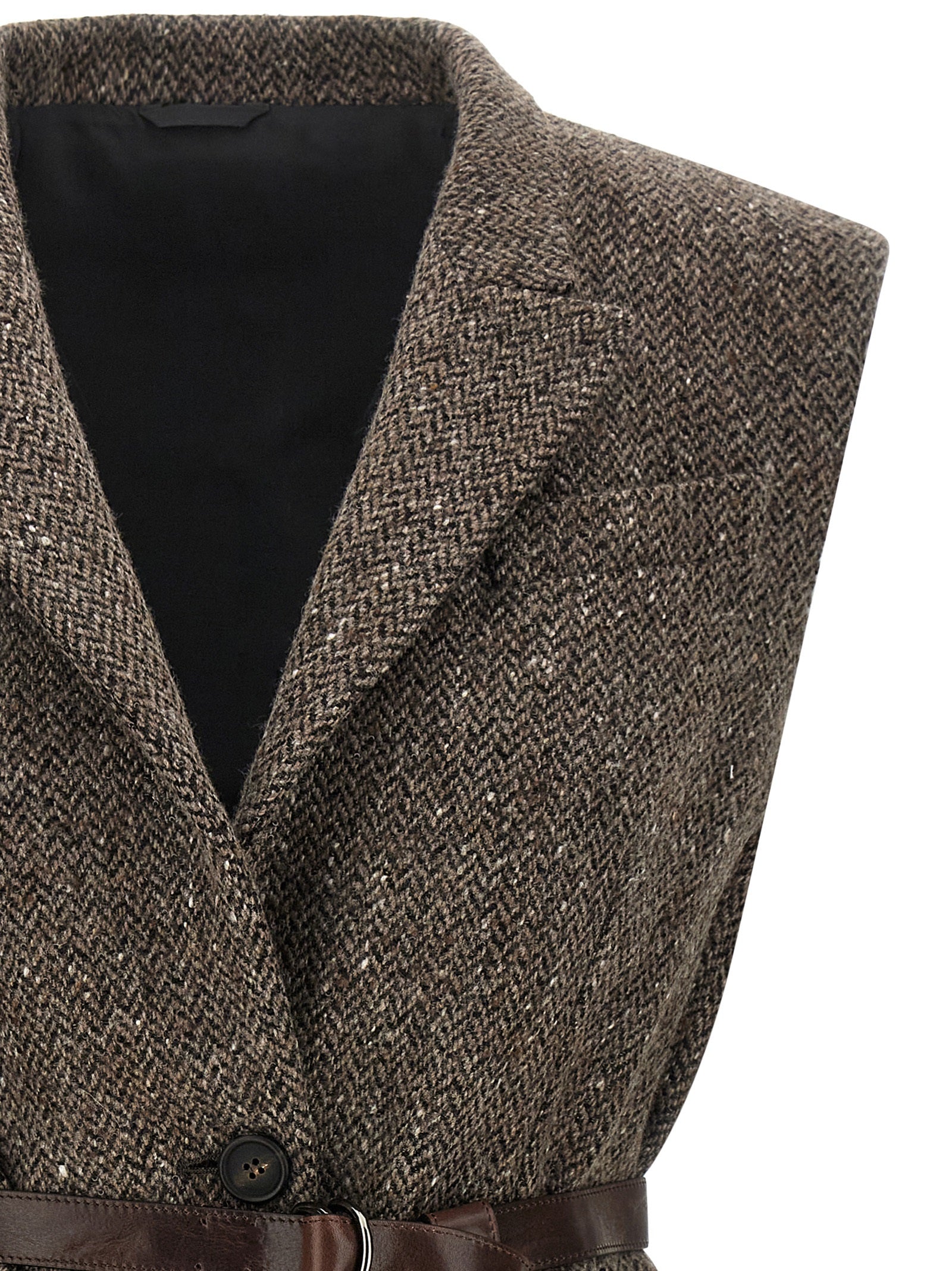 Brown Virgin Wool Sleeveless Jacket