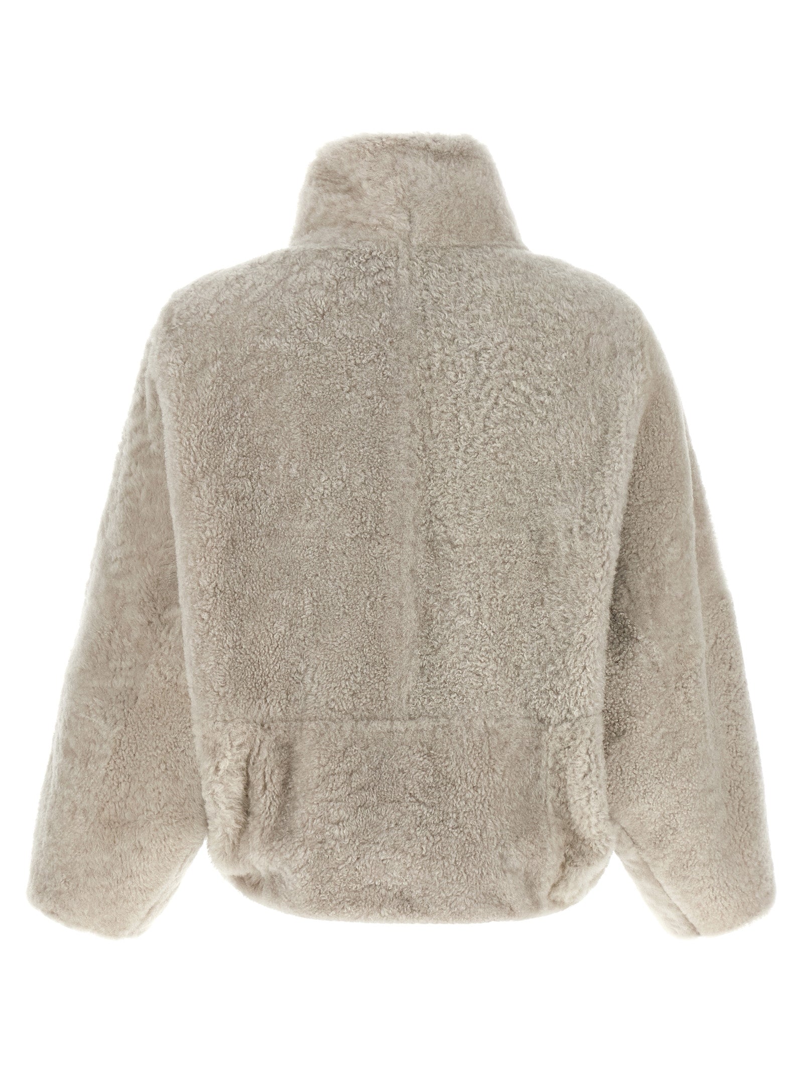 Beige Lamb Leather Full-Length Jacket