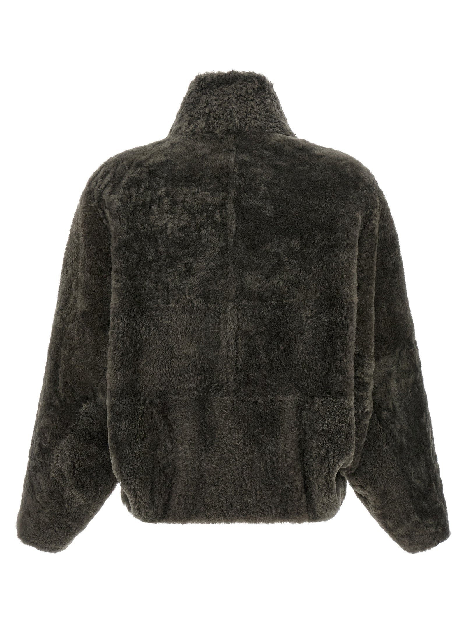 Gray Lamb Leather Full-Length Jacket