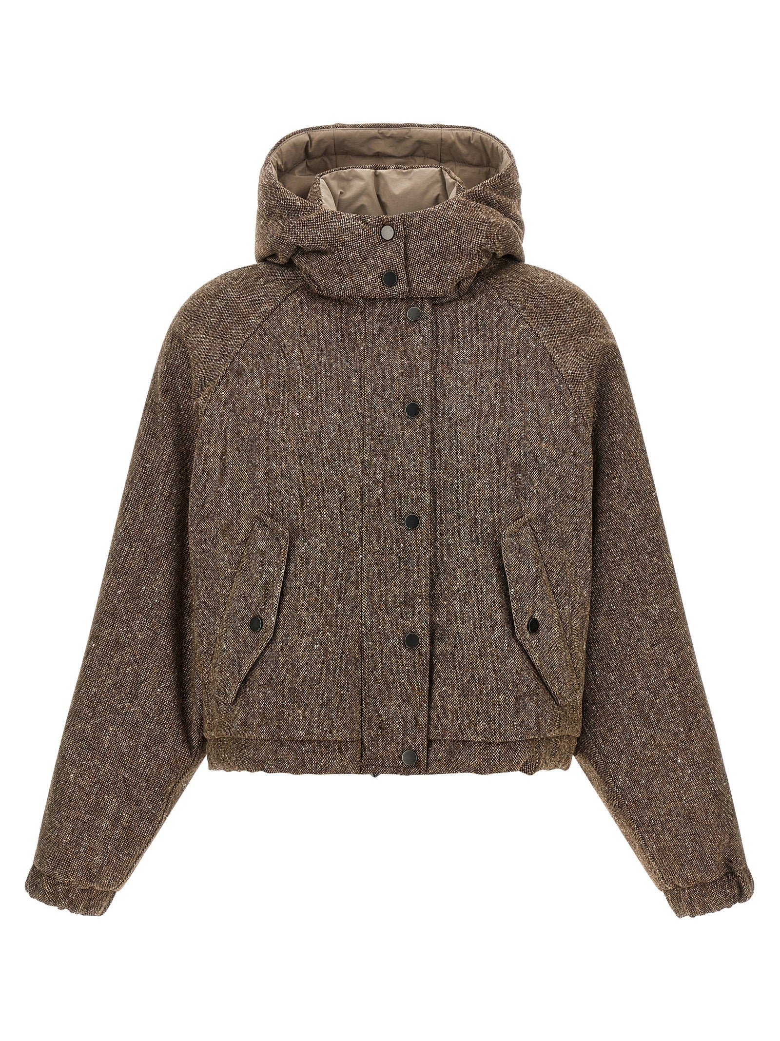 Brown Virgin Wool Full-Length Jacket
