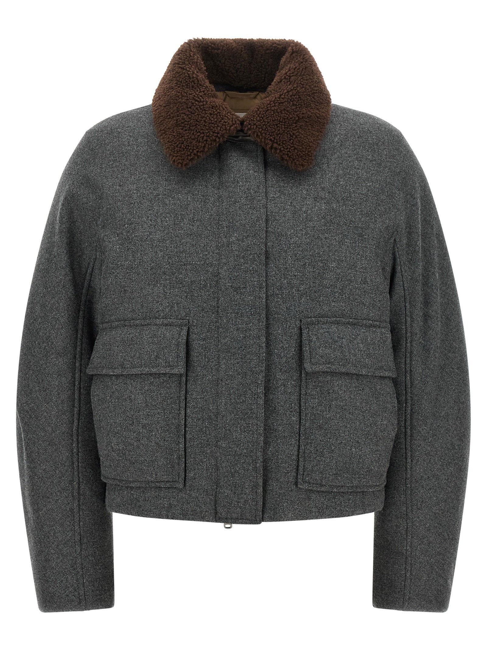 Gray Virgin Wool Full-Length Jacket