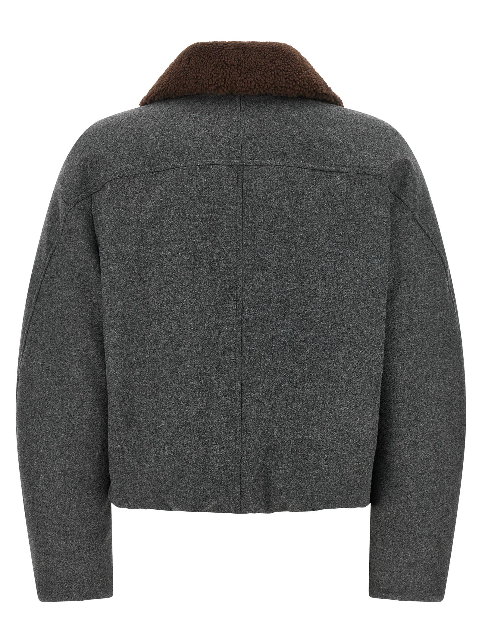 Gray Virgin Wool Full-Length Jacket