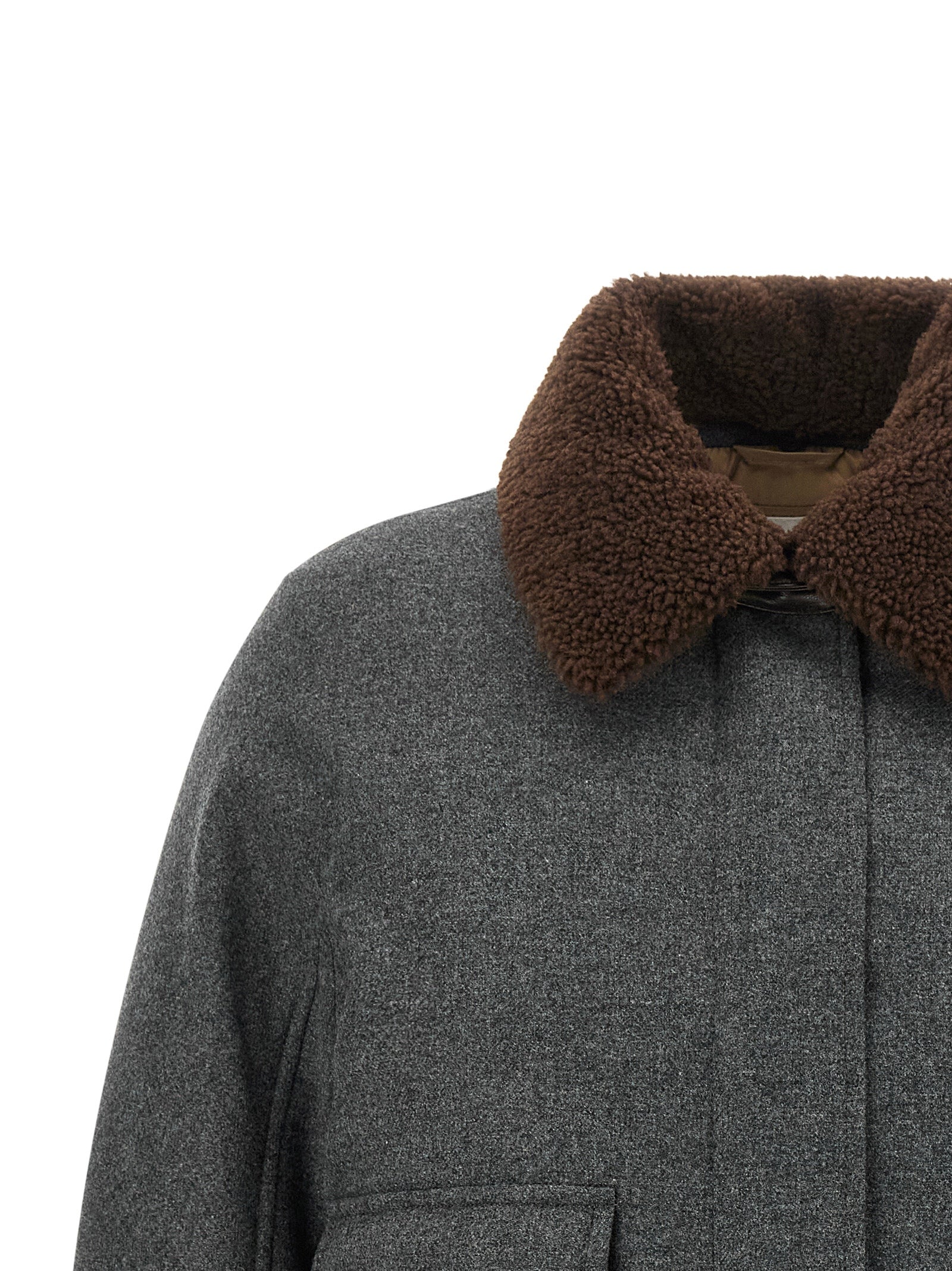Gray Virgin Wool Full-Length Jacket