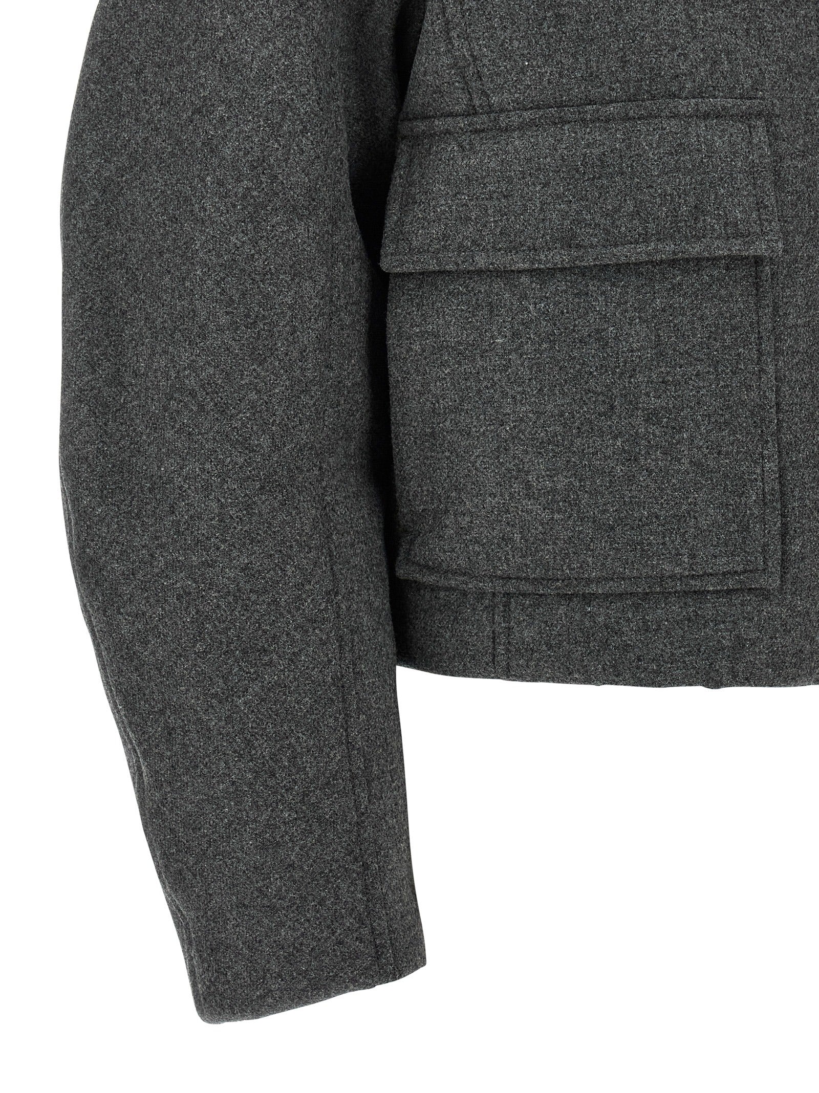 Gray Virgin Wool Full-Length Jacket