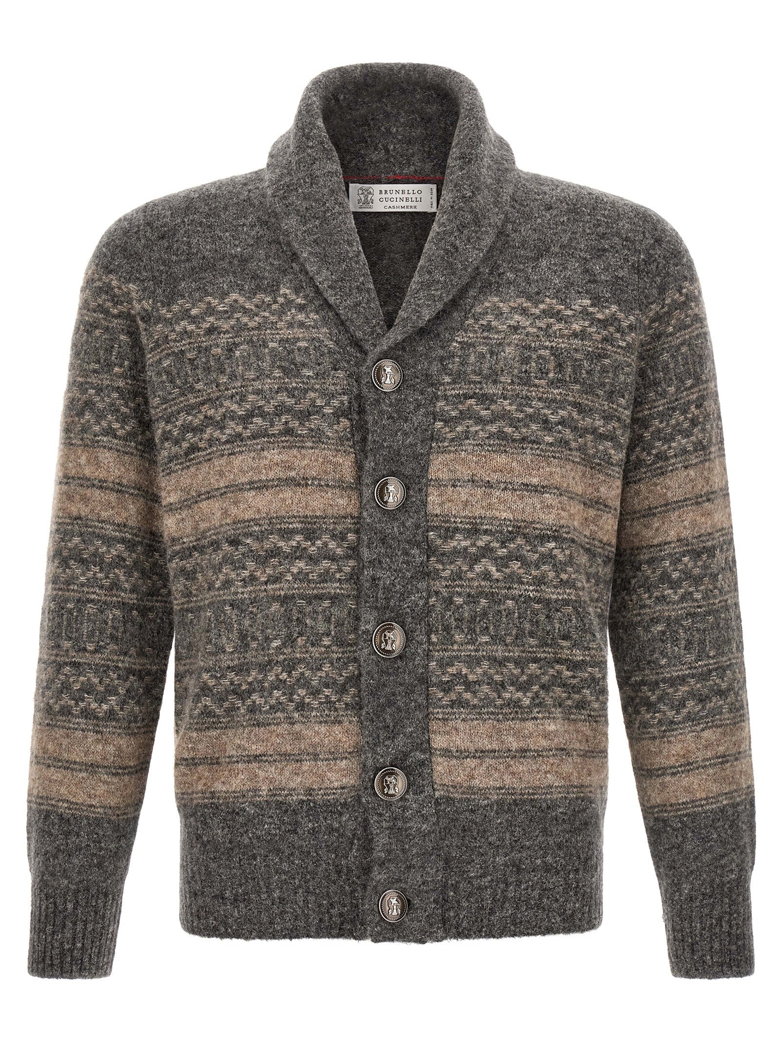 Gray Alpaca Leather Cardigan