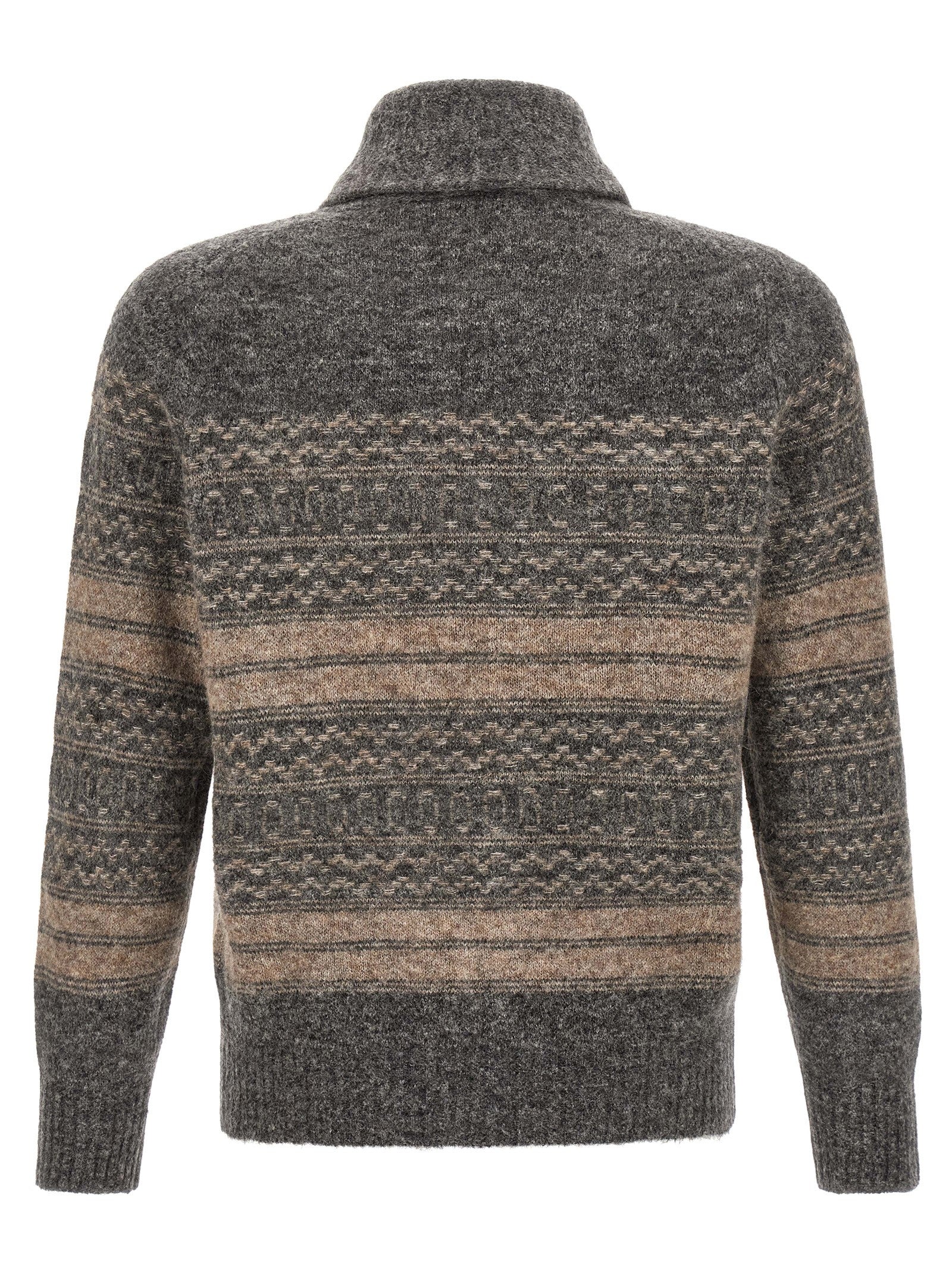 Gray Alpaca Leather Cardigan