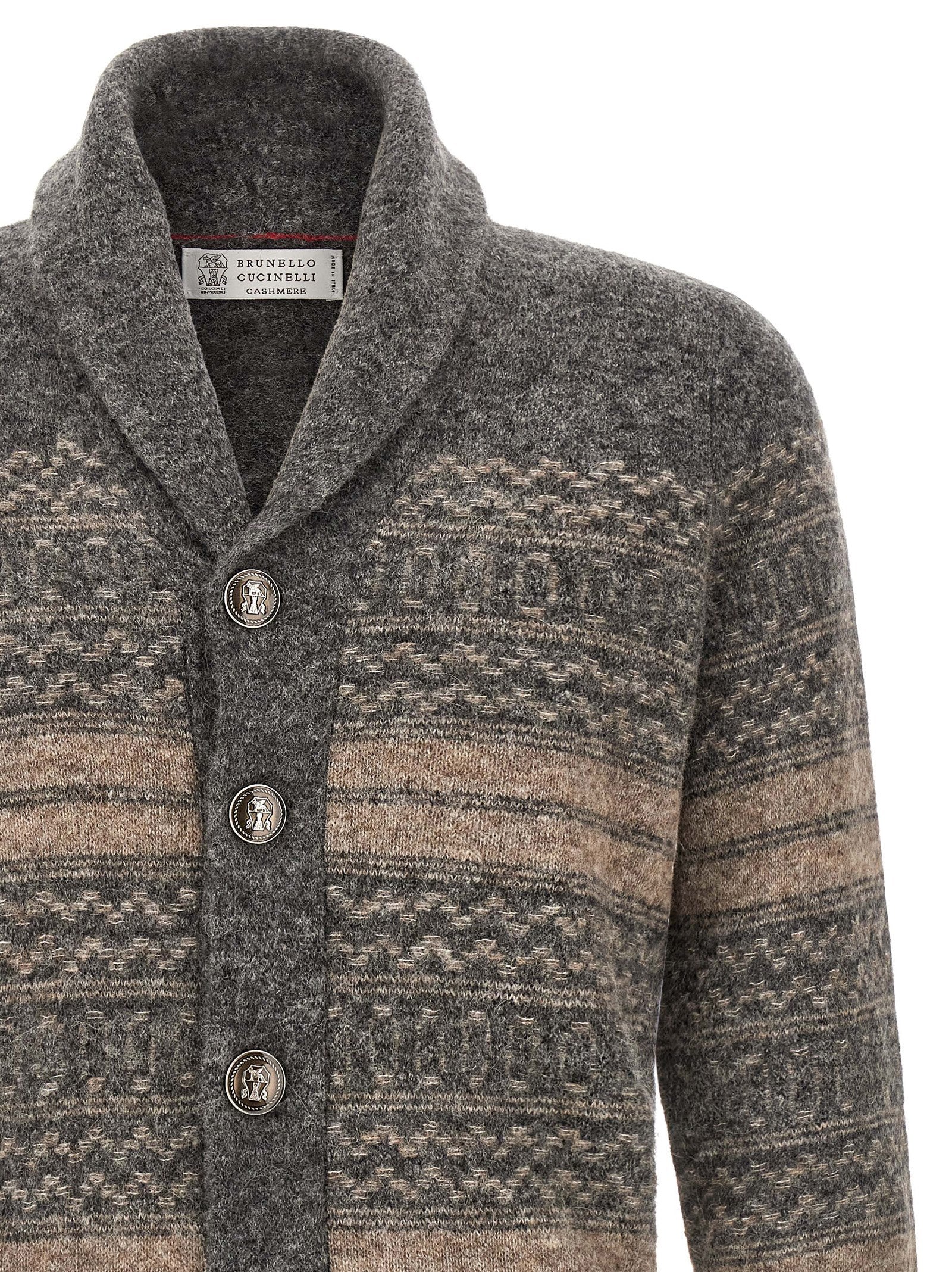 Gray Alpaca Leather Cardigan